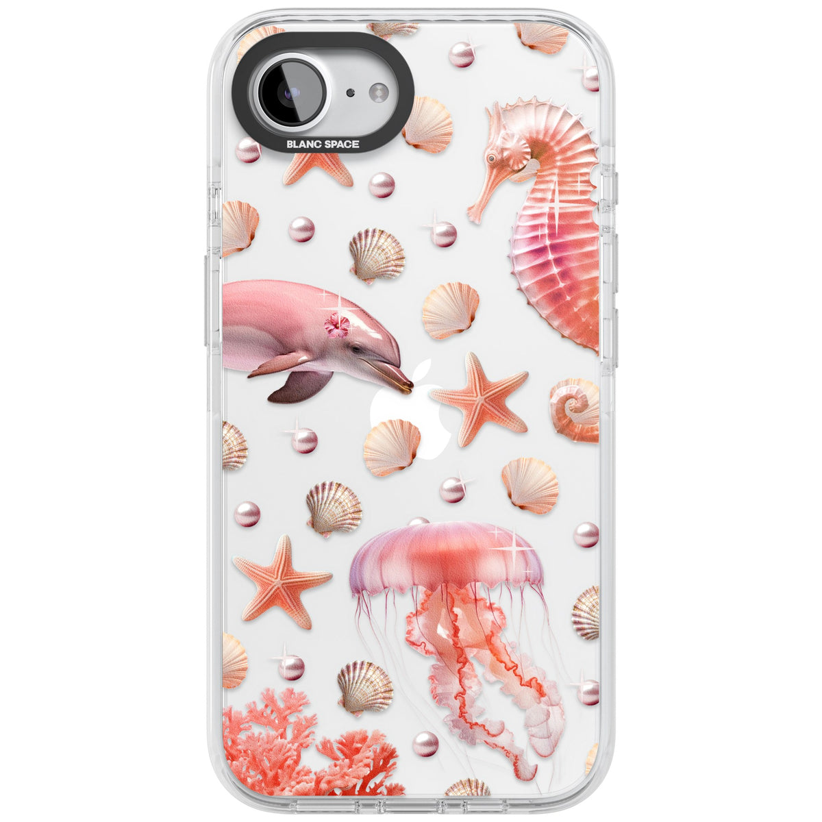 Pink Sealife iPhone 16e / iPhone 17e Impact Clear Phone Case front