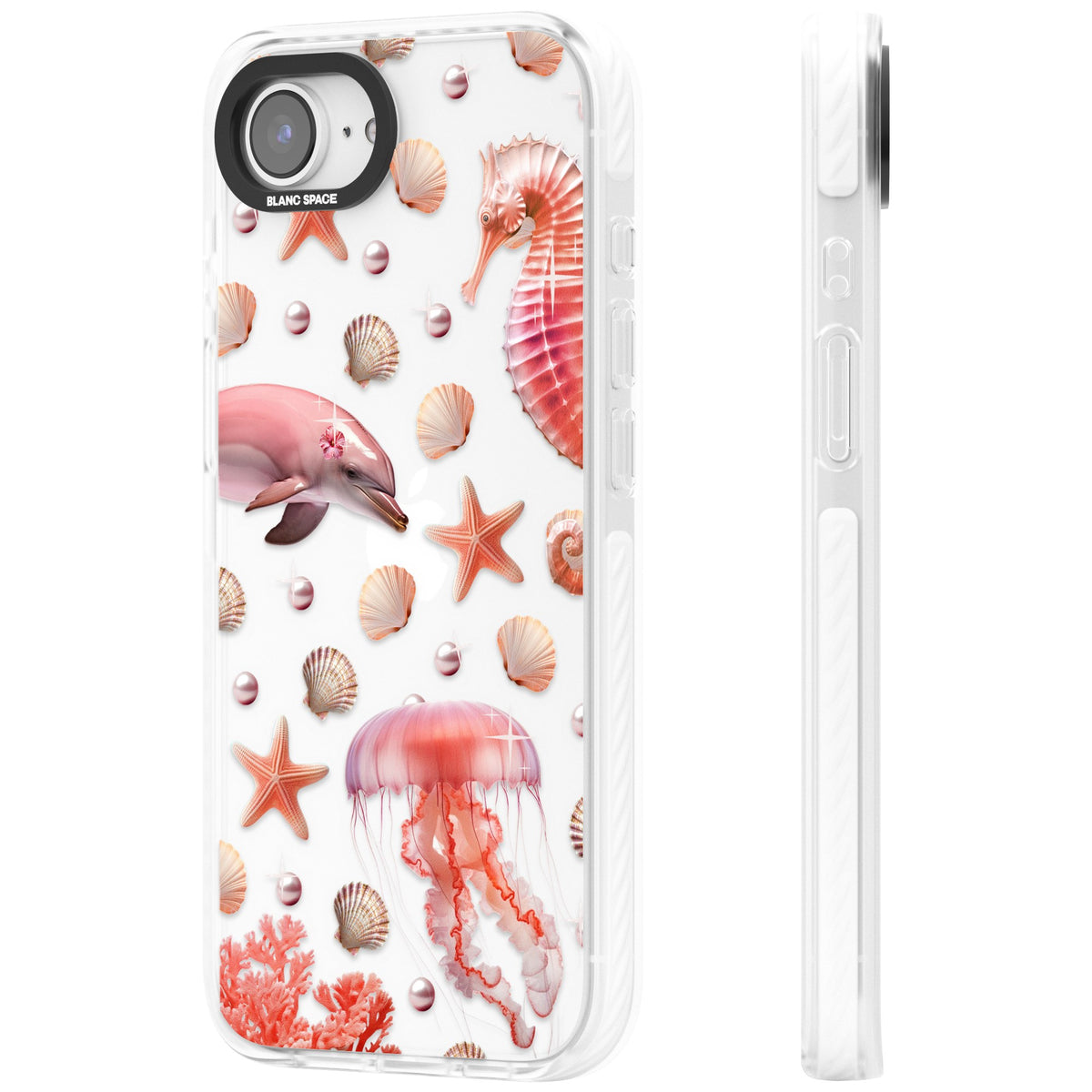 Pink Sealife iPhone 16e / iPhone 17e Impact Clear Phone Case side