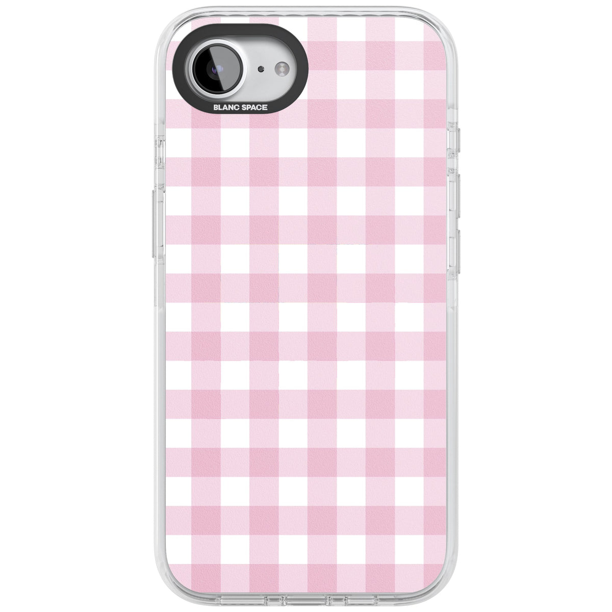 Pink Gingham iPhone 16e / iPhone 17e Impact Clear Phone Case front