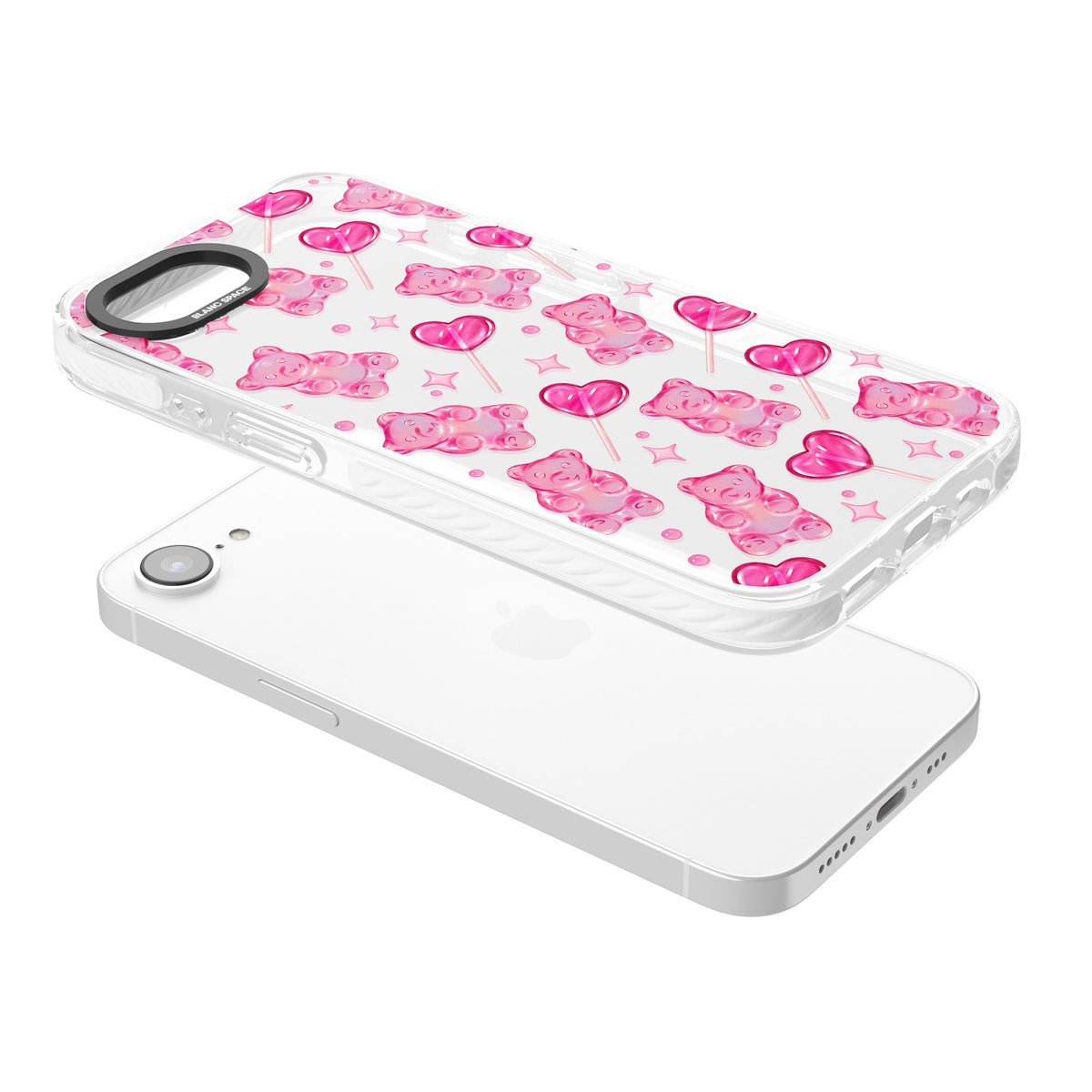 Pink Sugar iPhone 16e / iPhone 17e Impact Clear Phone Case angled