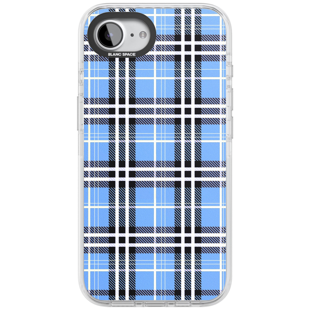 Blue Plaid iPhone 16e / iPhone 17e Impact Clear Phone Case front