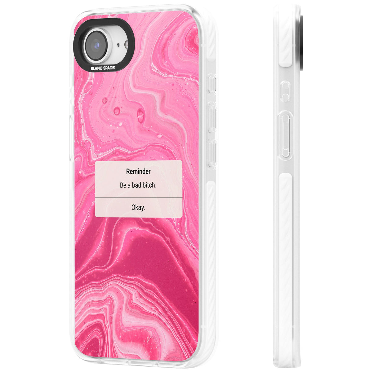 Bad Bitch Reminder iPhone 16e / iPhone 17e Impact Clear Phone Case side