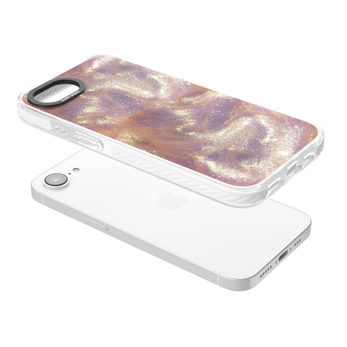 Shimmer iPhone 16e / iPhone 17e Impact Clear Phone Case angled