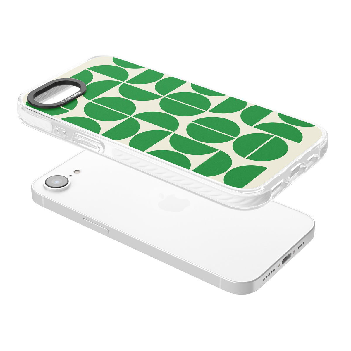 Bauhaus Green iPhone 16e / iPhone 17e Impact Clear Phone Case angled