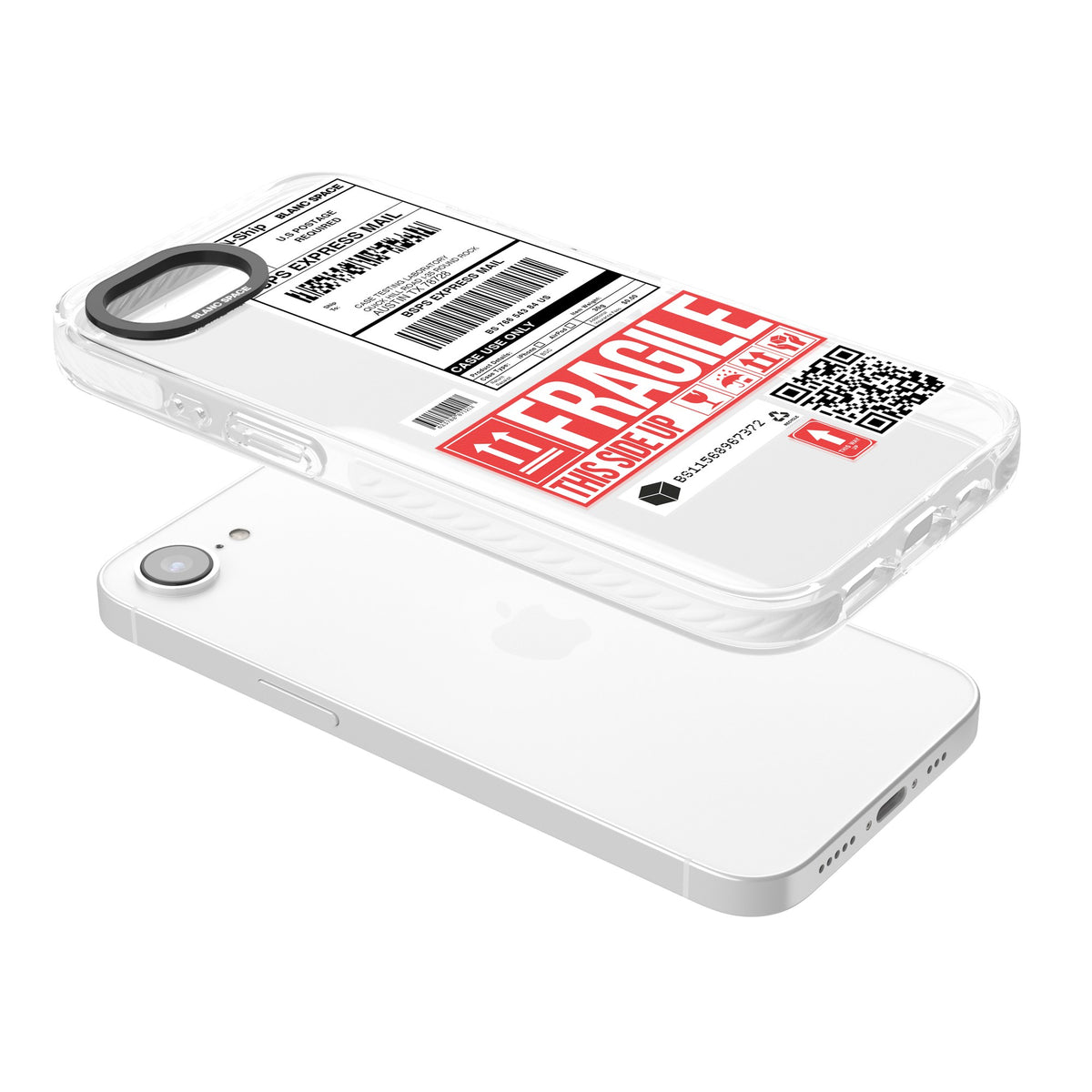 Shipping Label iPhone 16e / iPhone 17e Impact Clear Phone Case angled