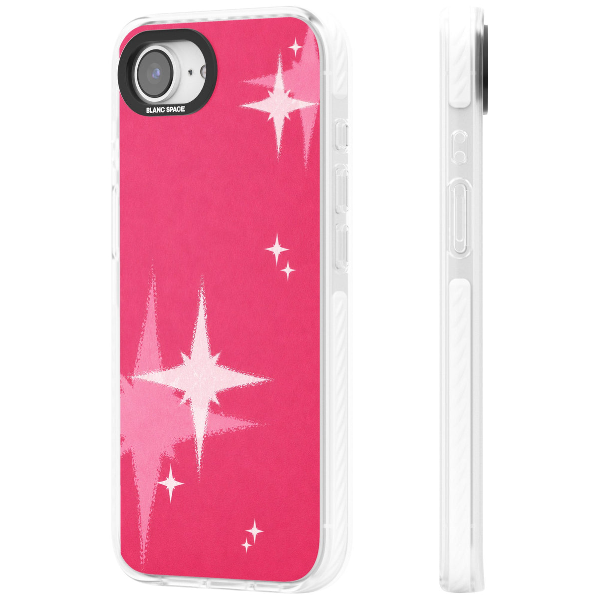 Pink Sparkle iPhone 16e / iPhone 17e Impact Clear Phone Case side