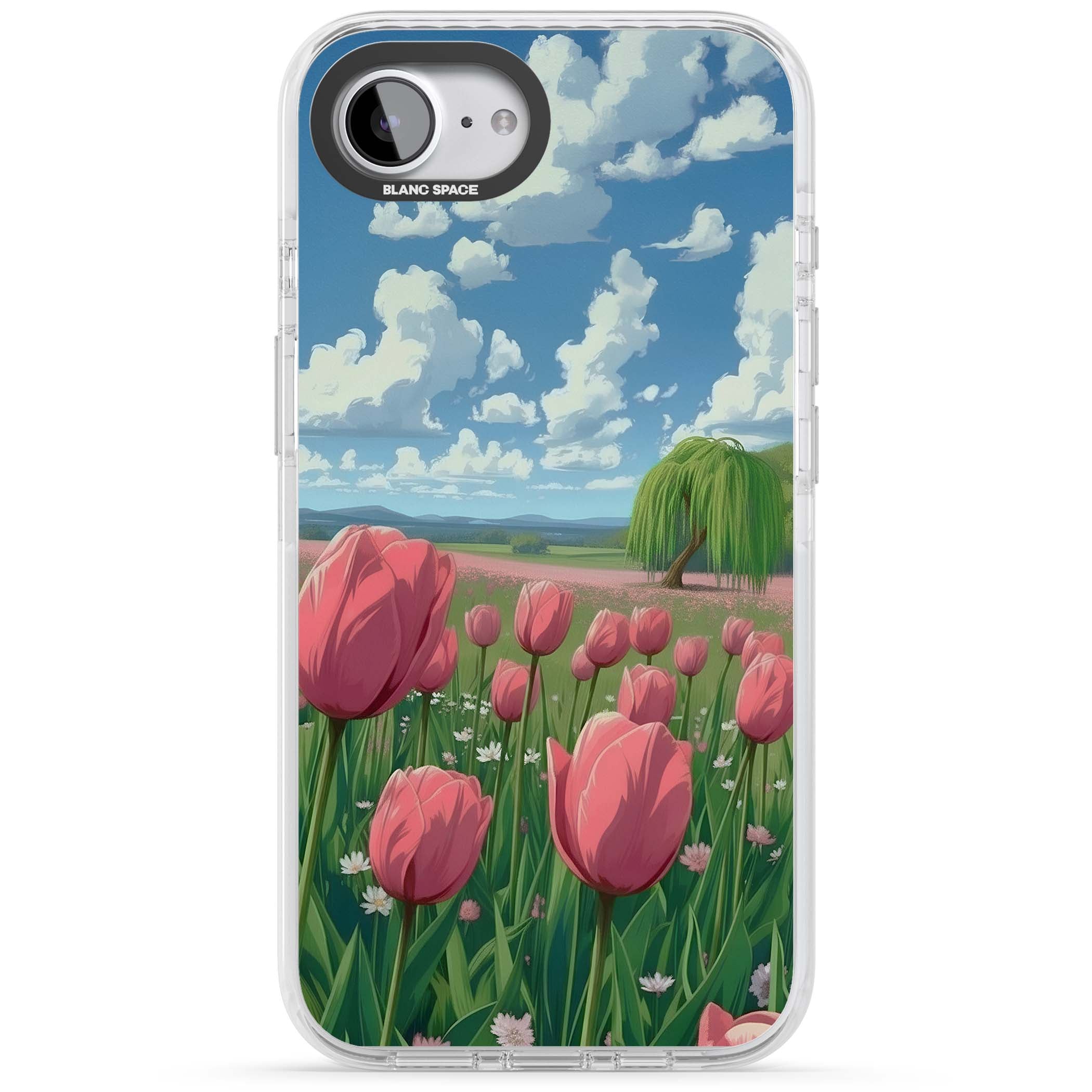 Willow By The Pink Tulips floral iPhone case | Clear Impact case for iPhone 16e, iPhone 17e
