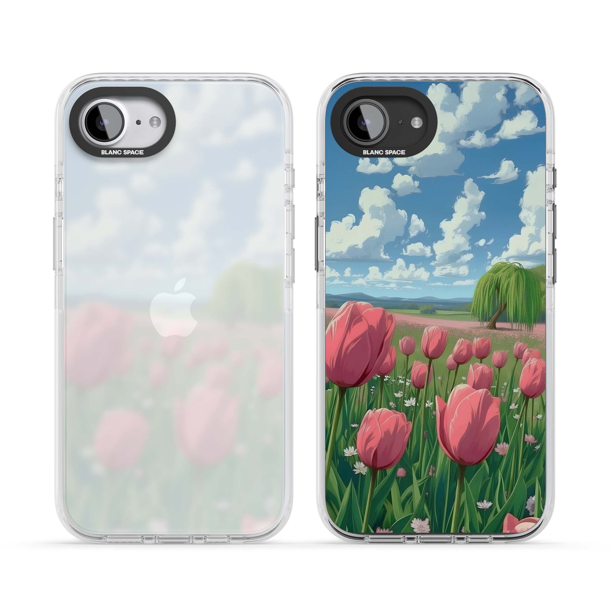 Willow By The Pink Tulips floral iPhone case | Clear Impact case for iPhone 16e, iPhone 17e