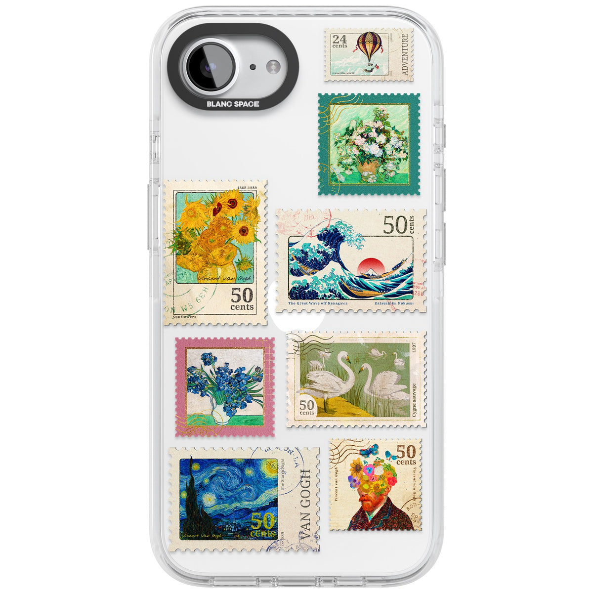 Vintage Art Stamps iPhone 16e / iPhone 17e Impact Clear Phone Case front