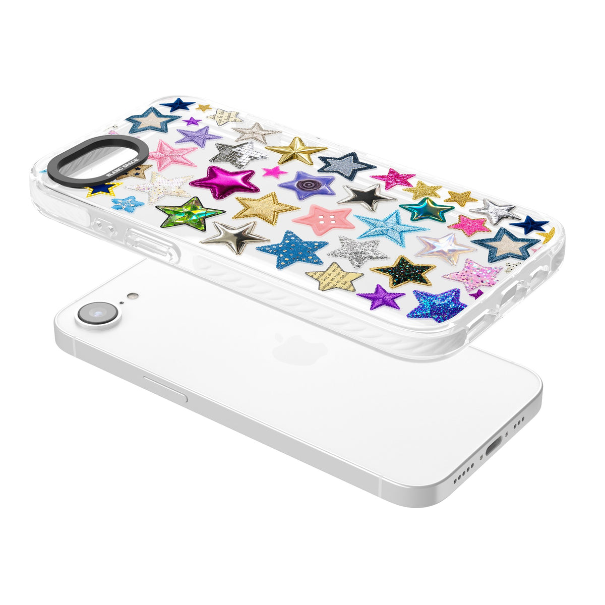 Crafty Star Mix iPhone 16e / iPhone 17e Impact Clear Phone Case angled