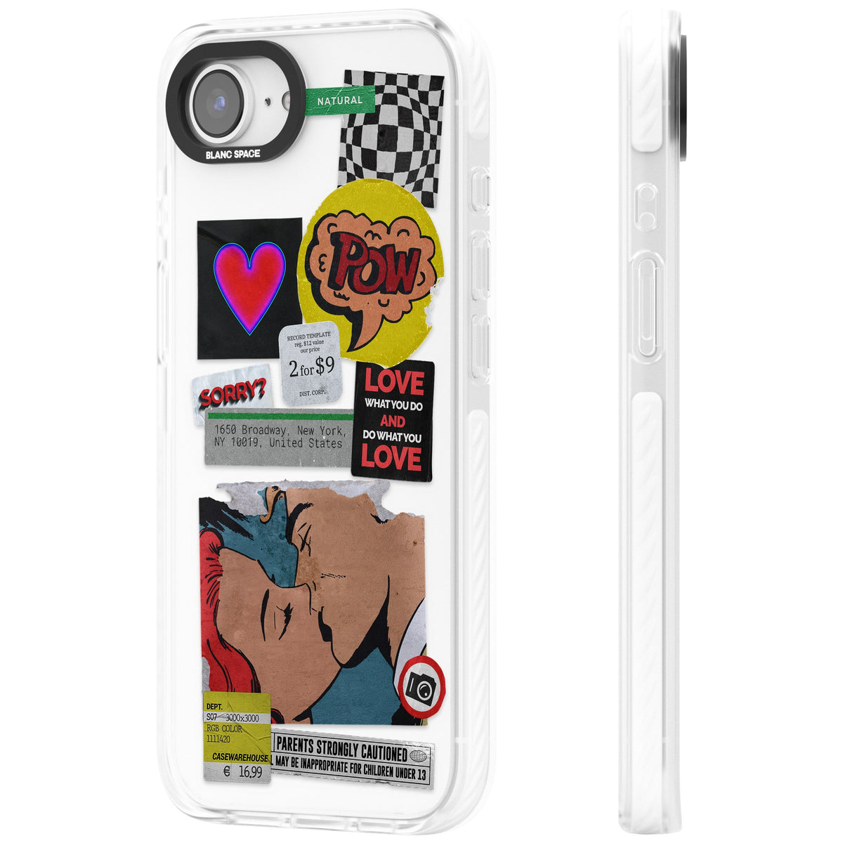 Retro Sticker Mix iPhone 16e / iPhone 17e Impact Clear Phone Case side