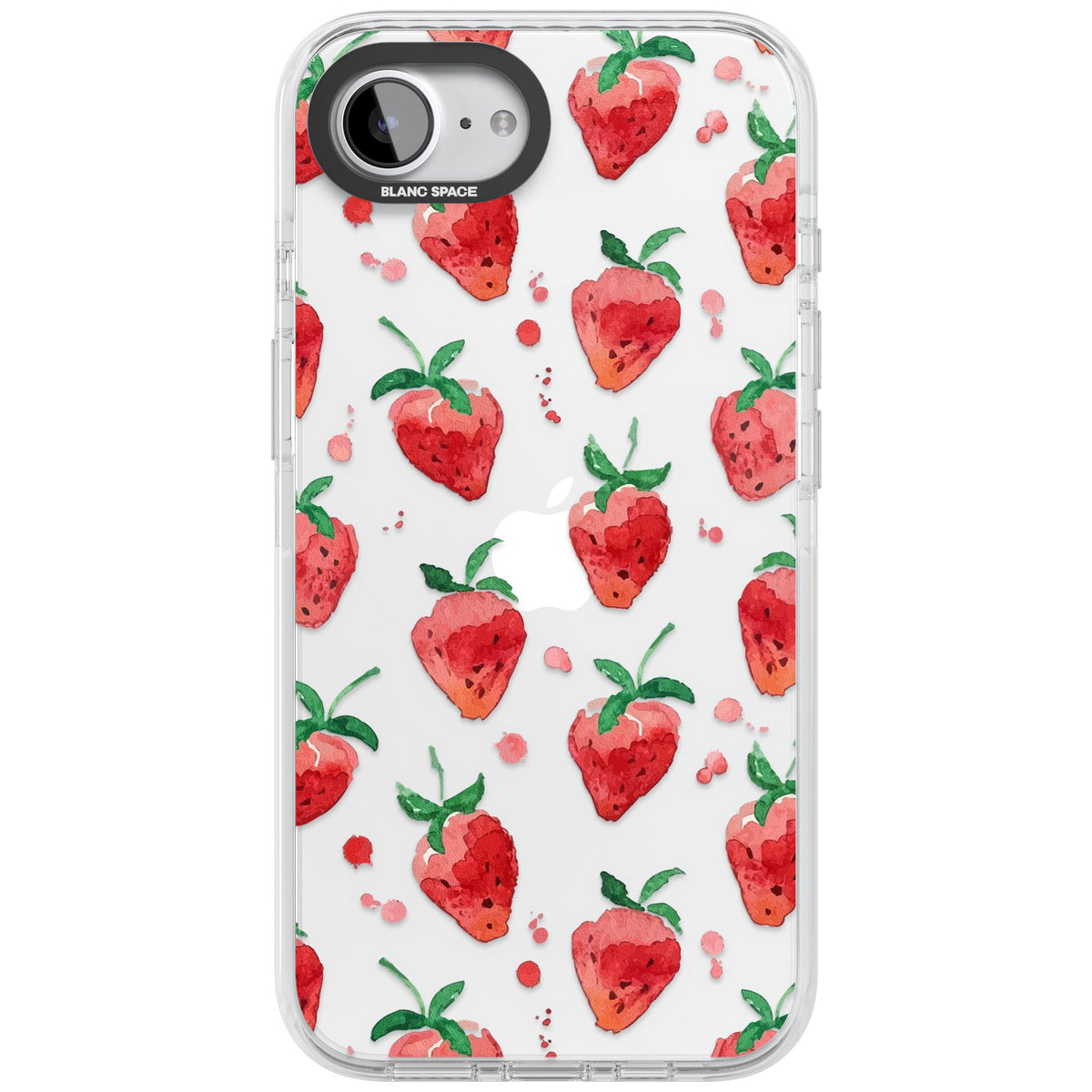 Strawberry Watercolour iPhone 16e / iPhone 17e Impact Clear Phone Case front
