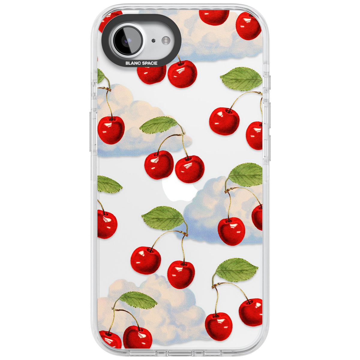 Vintage Cherries & Clouds iPhone 16e / iPhone 17e Impact Clear Phone Case front