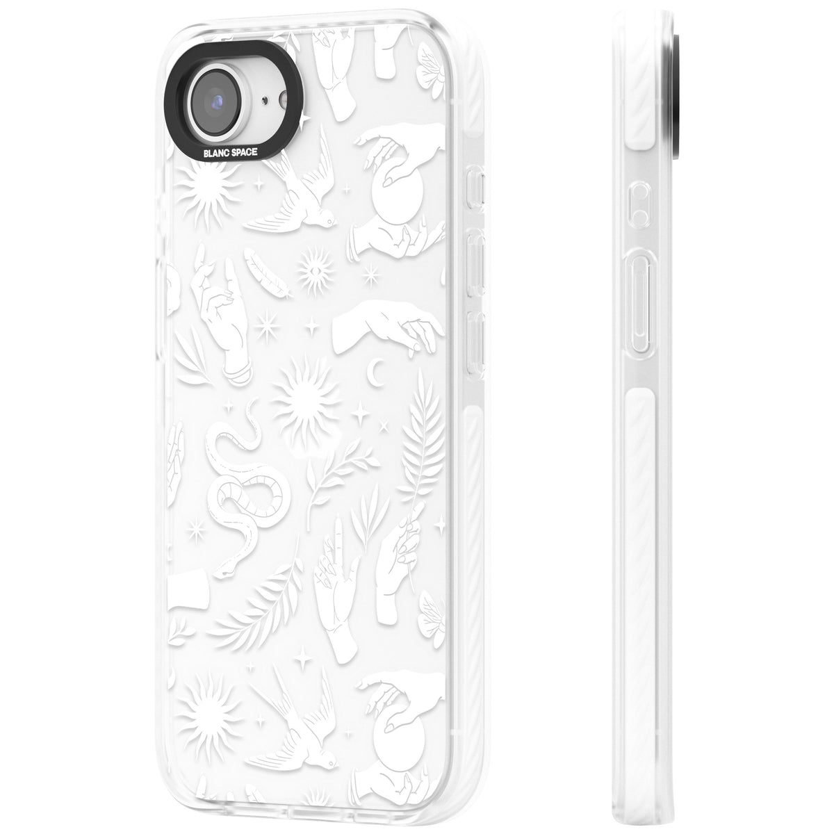 Mystic Magic (White) iPhone 16e / iPhone 17e Impact Clear Phone Case side