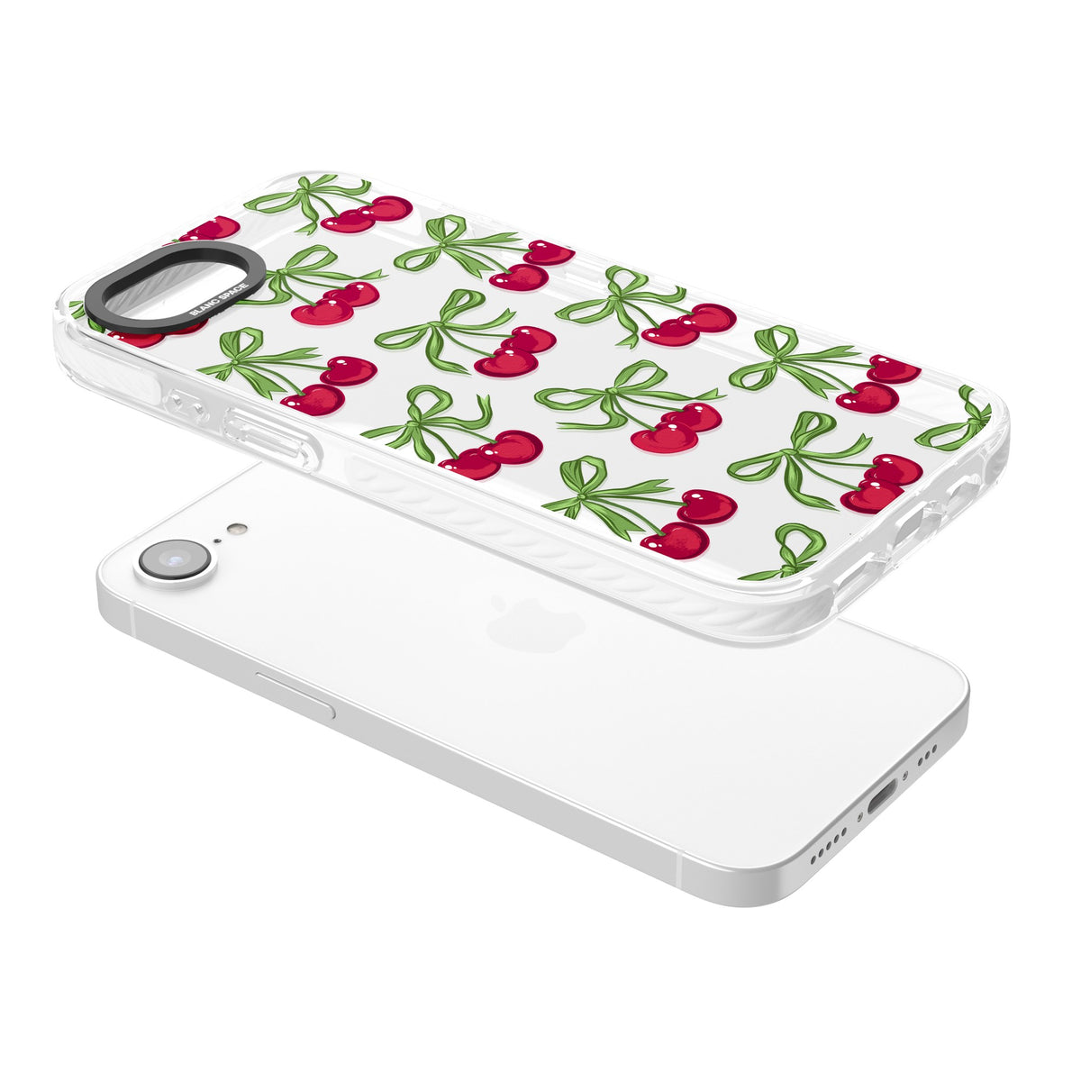 Cherry Bows iPhone 16e / iPhone 17e Impact Clear Phone Case angled
