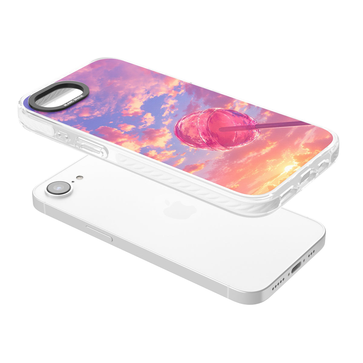 Sugar Sunset iPhone 16e / iPhone 17e Impact Clear Phone Case angled
