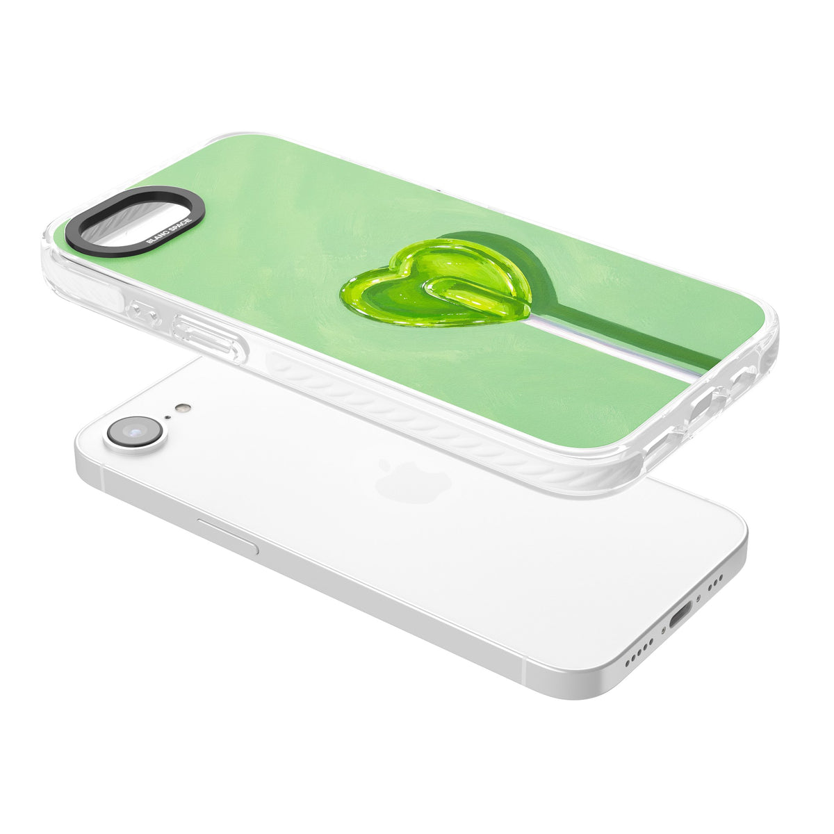 Green Lollipop iPhone 16e / iPhone 17e Impact Clear Phone Case angled