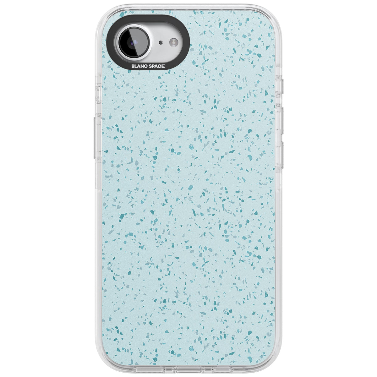 Light Blue Terrazzo Pattern iPhone 16e / iPhone 17e Impact Clear Phone Case front