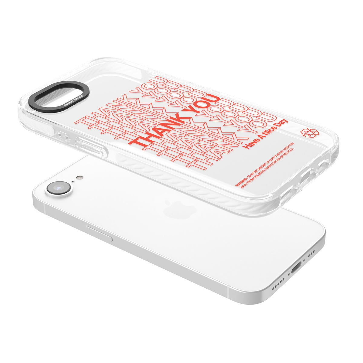 Thank You Have A Nice Day iPhone 16e / iPhone 17e Impact Clear Phone Case angled