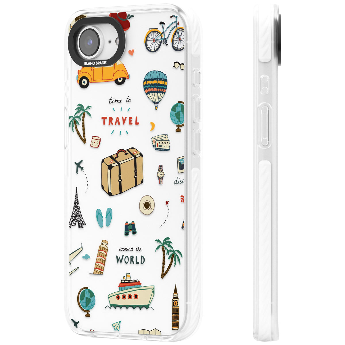 Globe Trotter iPhone 16e / iPhone 17e Impact Clear Phone Case side