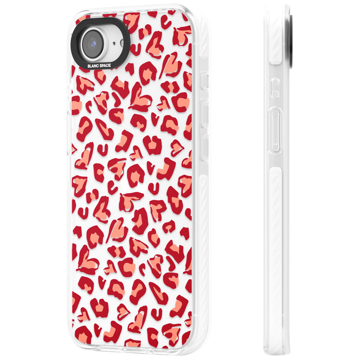 Heart Leopard Print iPhone 16e / iPhone 17e Impact Clear Phone Case side