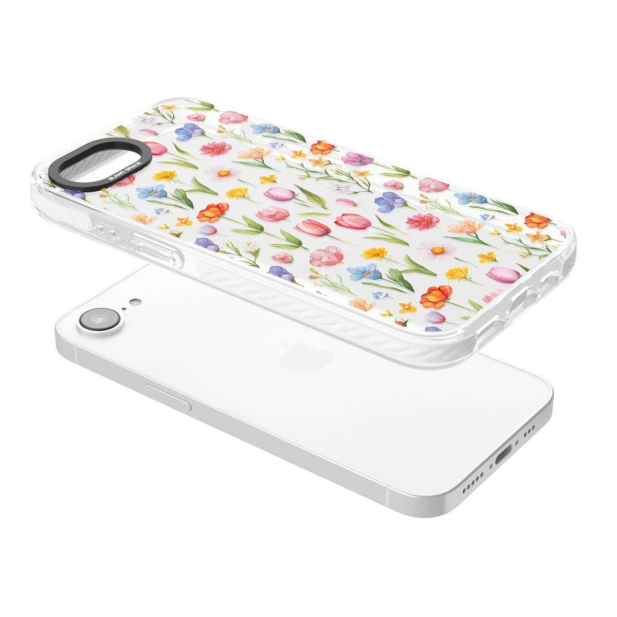 Small Flower Mix iPhone 16e / iPhone 17e Impact Clear Phone Case angled