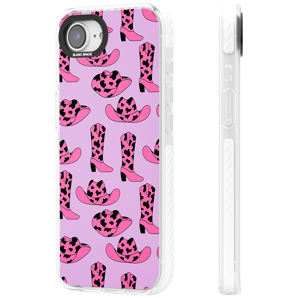 Cow Girl Pattern iPhone 16e / iPhone 17e Impact Clear Phone Case side
