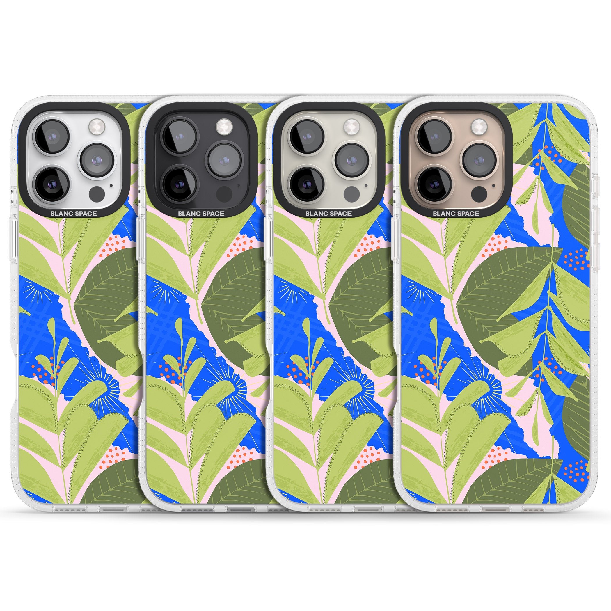 Fern Leaves Abstract Pattern iPhone 16 Pro Max / 16 Pro Clear Case Impact Air - Blanc Space