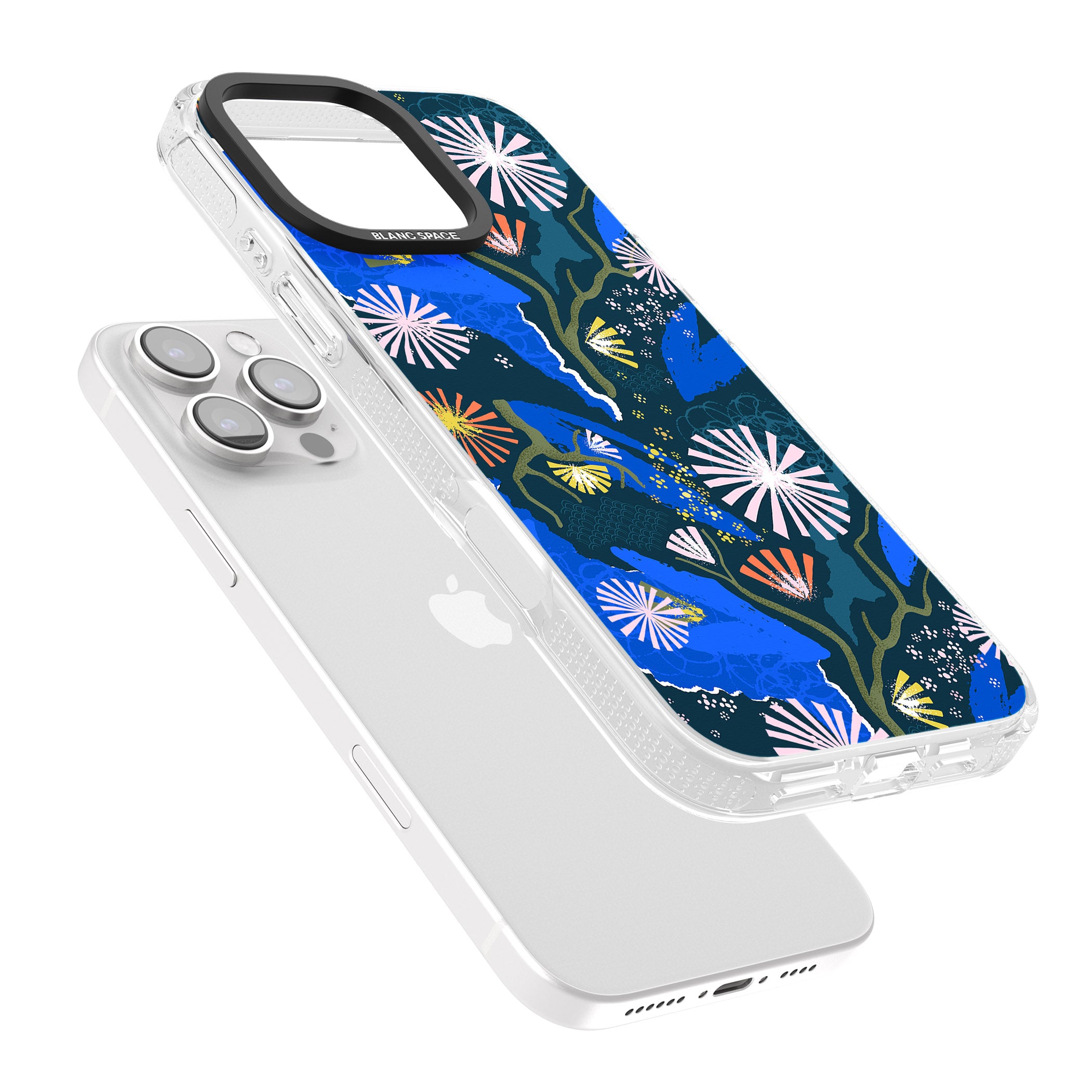 Dark Botanicals Abstract Pattern iPhone 16 Pro Max / 16 Pro Clear Case Impact Air - Blanc Space