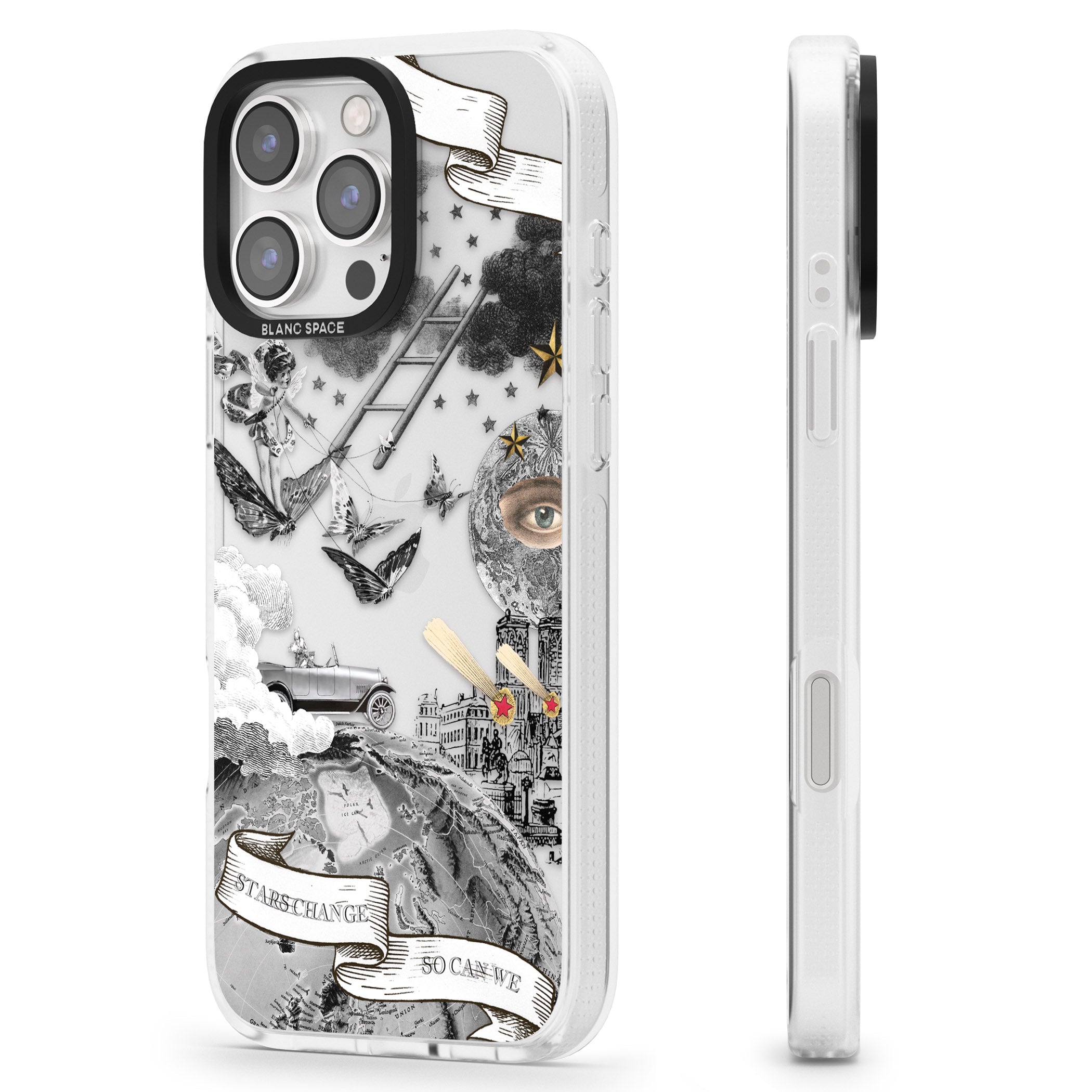 Stars Change, So Can We iPhone 16 Pro Max / 16 Pro Clear Case Impact Air - Blanc Space