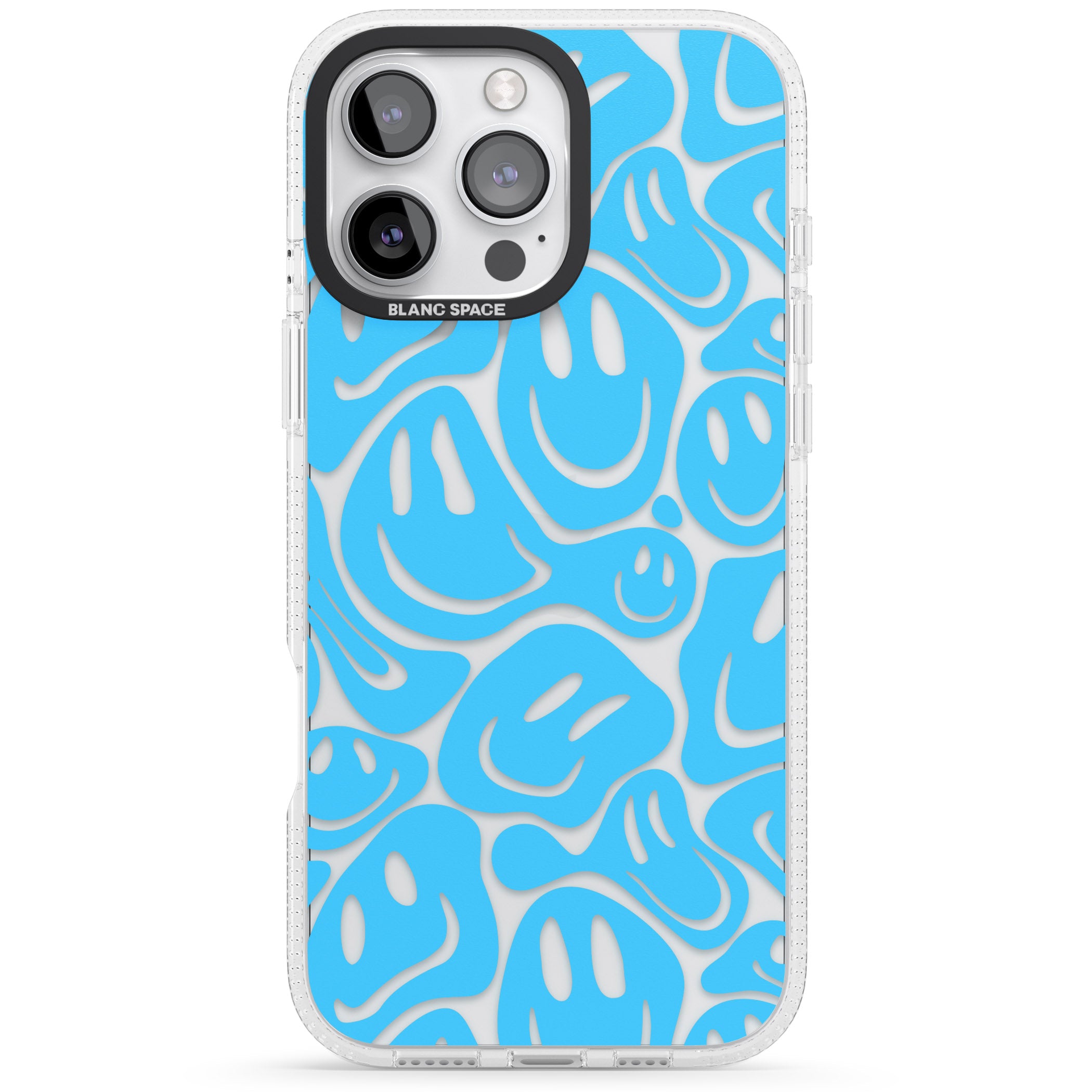 Blue Acid Faces iPhone 16 Pro Max / 16 Pro Clear Case Impact Air - Blanc Space