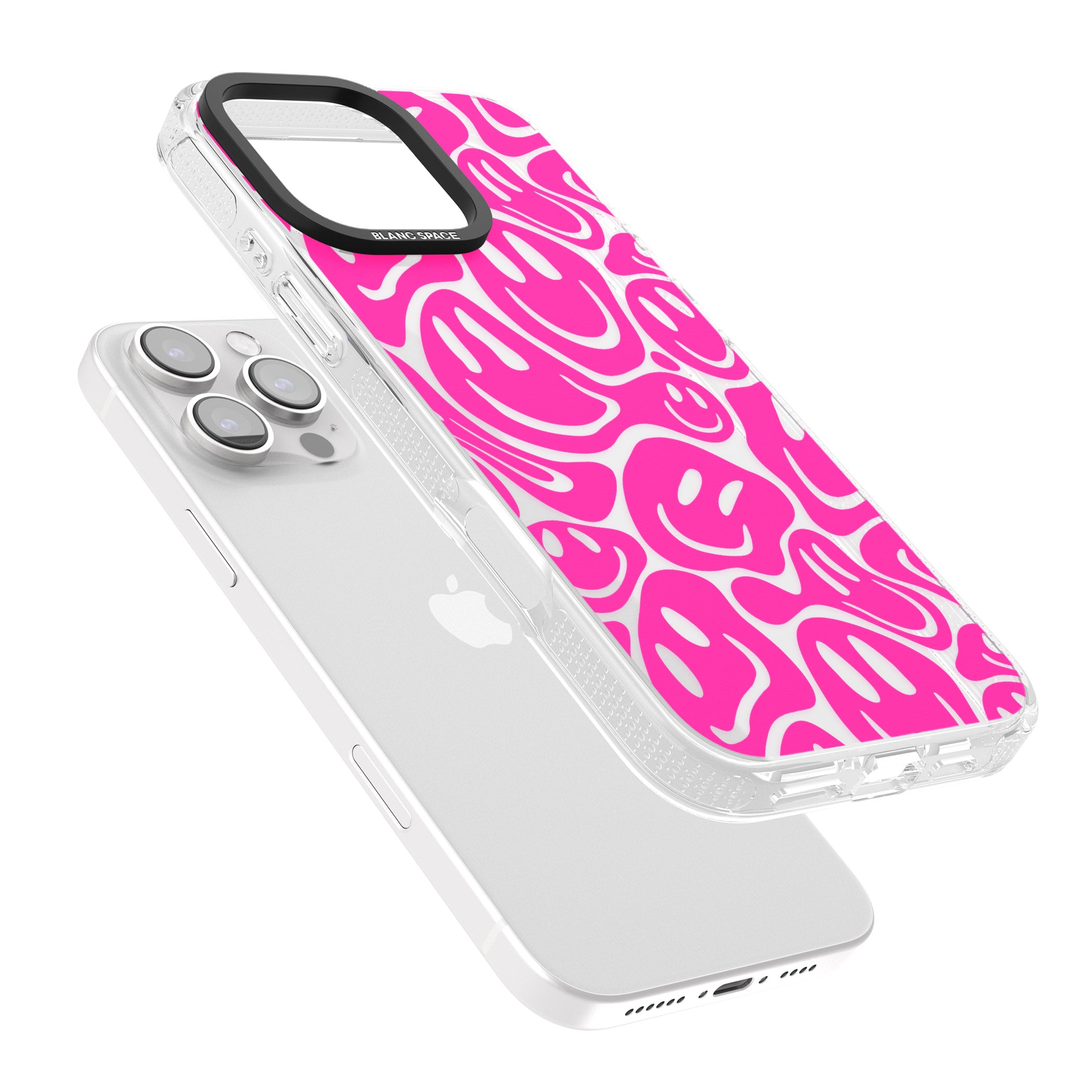 Pink Acid Faces iPhone 16 Pro Max / 16 Pro Clear Case Impact Air - Blanc Space