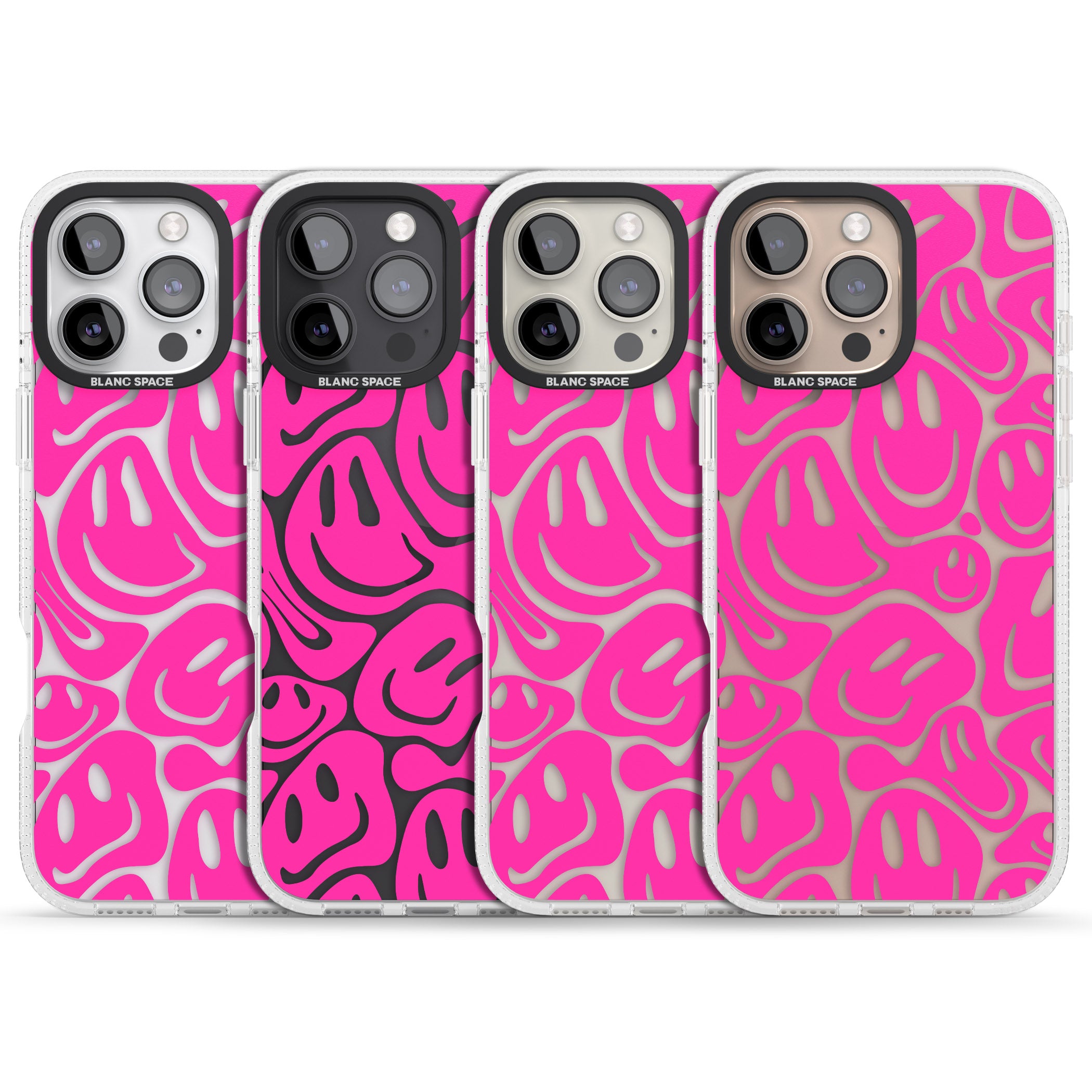 Pink Acid Faces iPhone 16 Pro Max / 16 Pro Clear Case Impact Air - Blanc Space