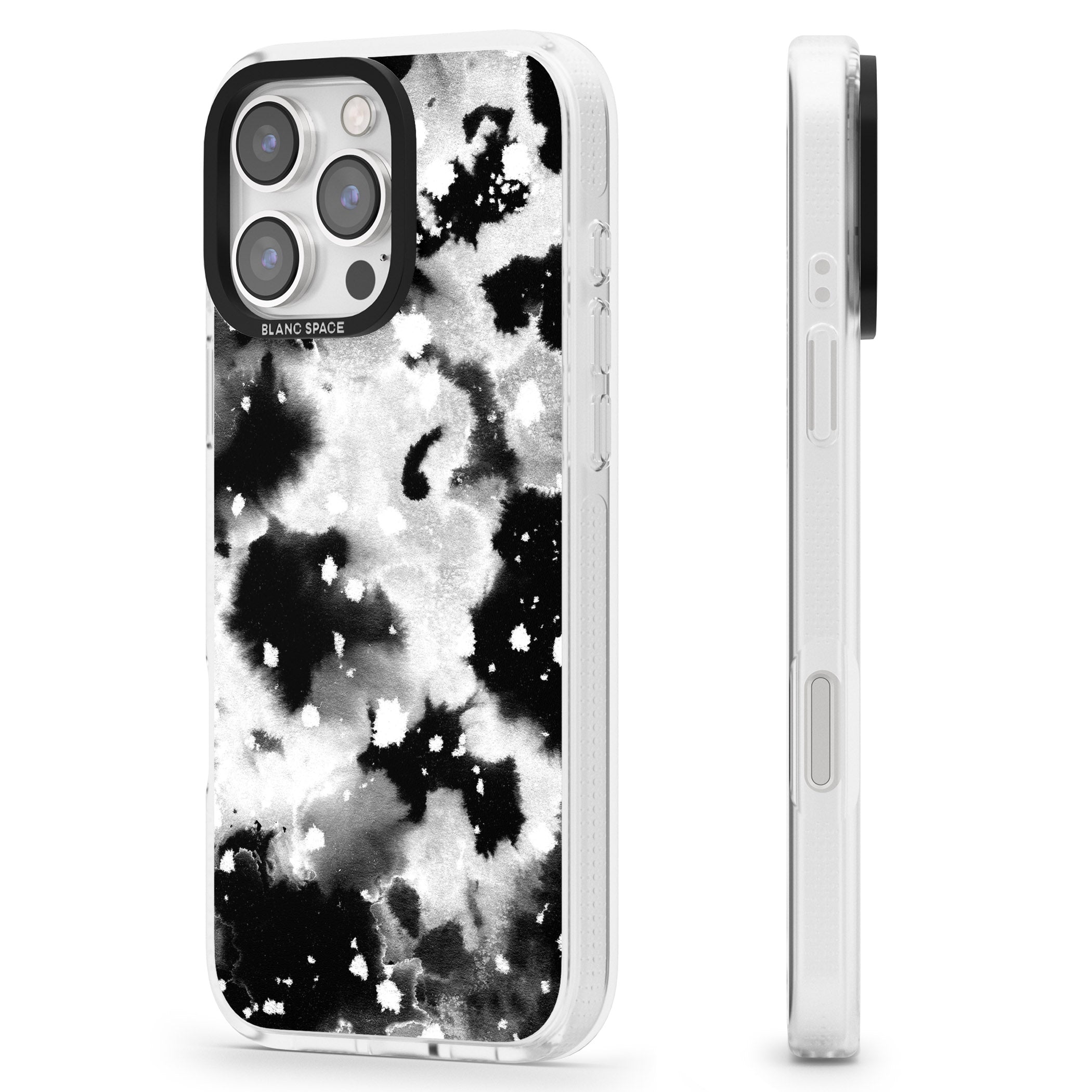 Black & White Acid Wash Tie-Dye Pattern iPhone 16 Pro Max / 16 Pro Clear Case Impact Air - Blanc Space