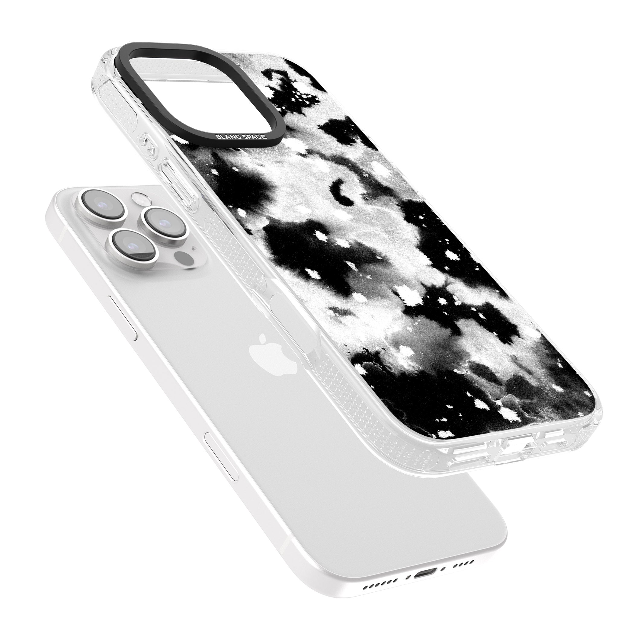 Black & White Acid Wash Tie-Dye Pattern iPhone 16 Pro Max / 16 Pro Clear Case Impact Air - Blanc Space