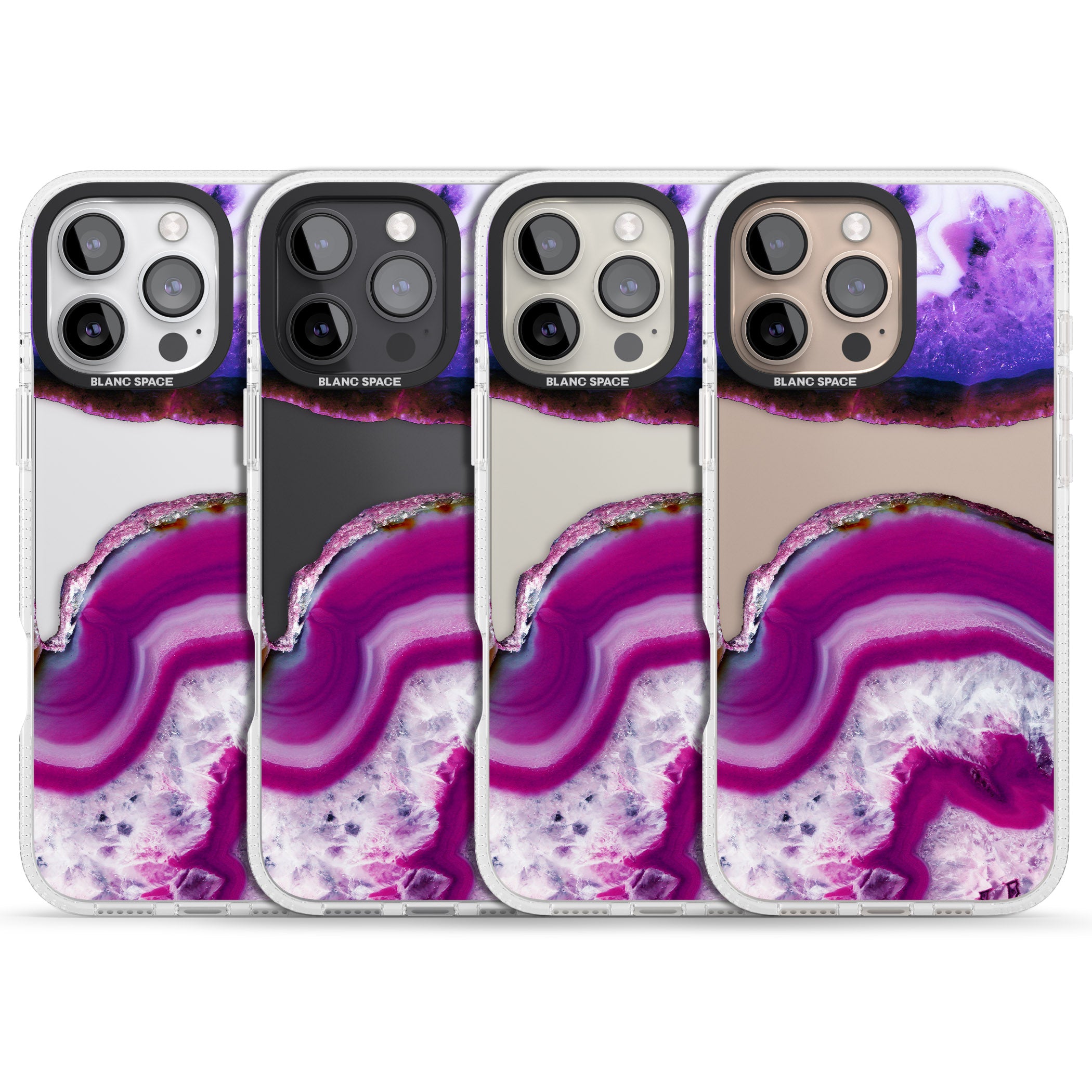 Purple & White Gemstone Crystal Clear Design iPhone 16 Pro Max / 16 Pro Clear Case Impact Air - Blanc Space
