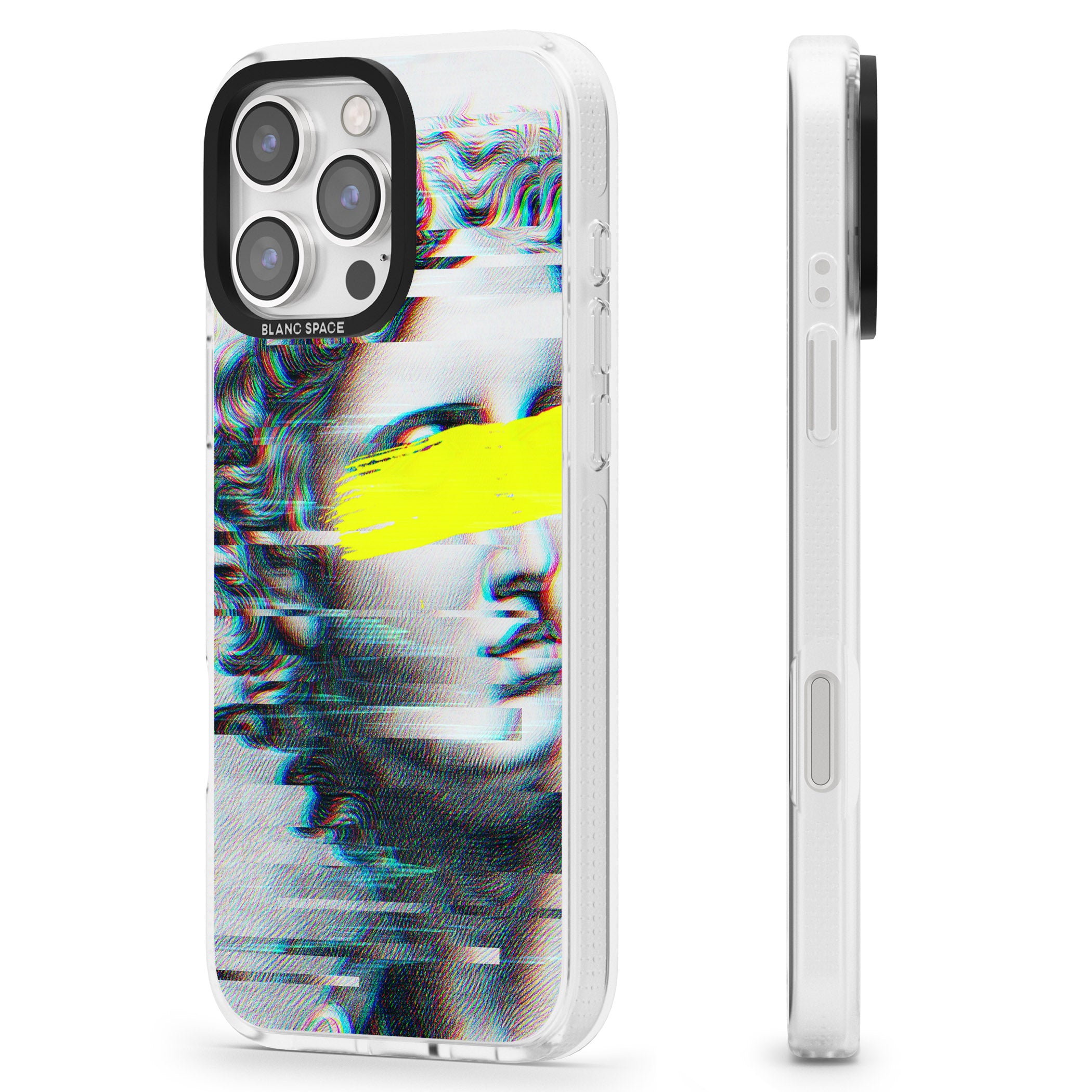 GLITCHED FRAGMENT iPhone 16 Pro Max / 16 Pro Clear Case Impact Air - Blanc Space