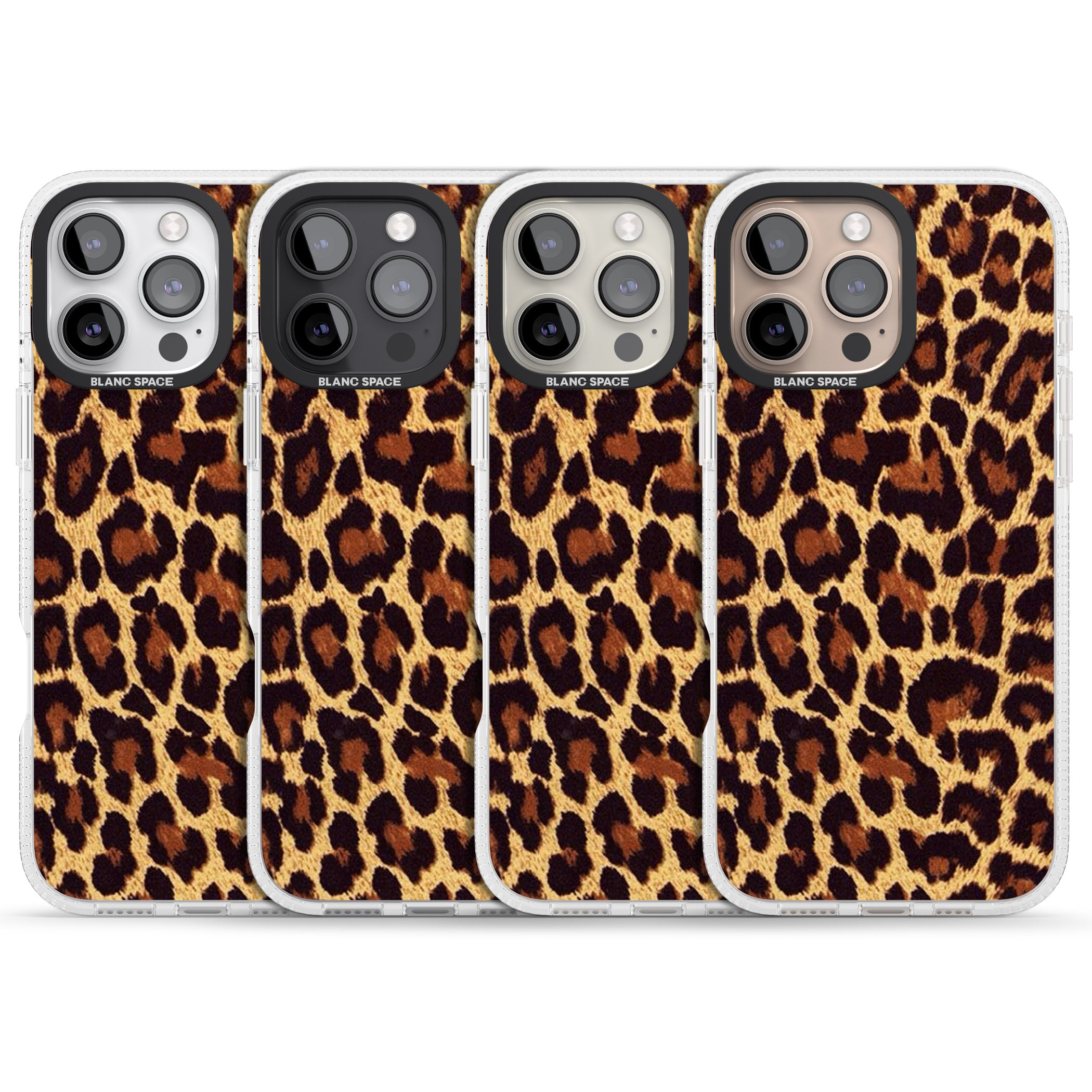 Gold Leopard Print iPhone 16 Pro Max / 16 Pro Clear Case Impact Air - Blanc Space