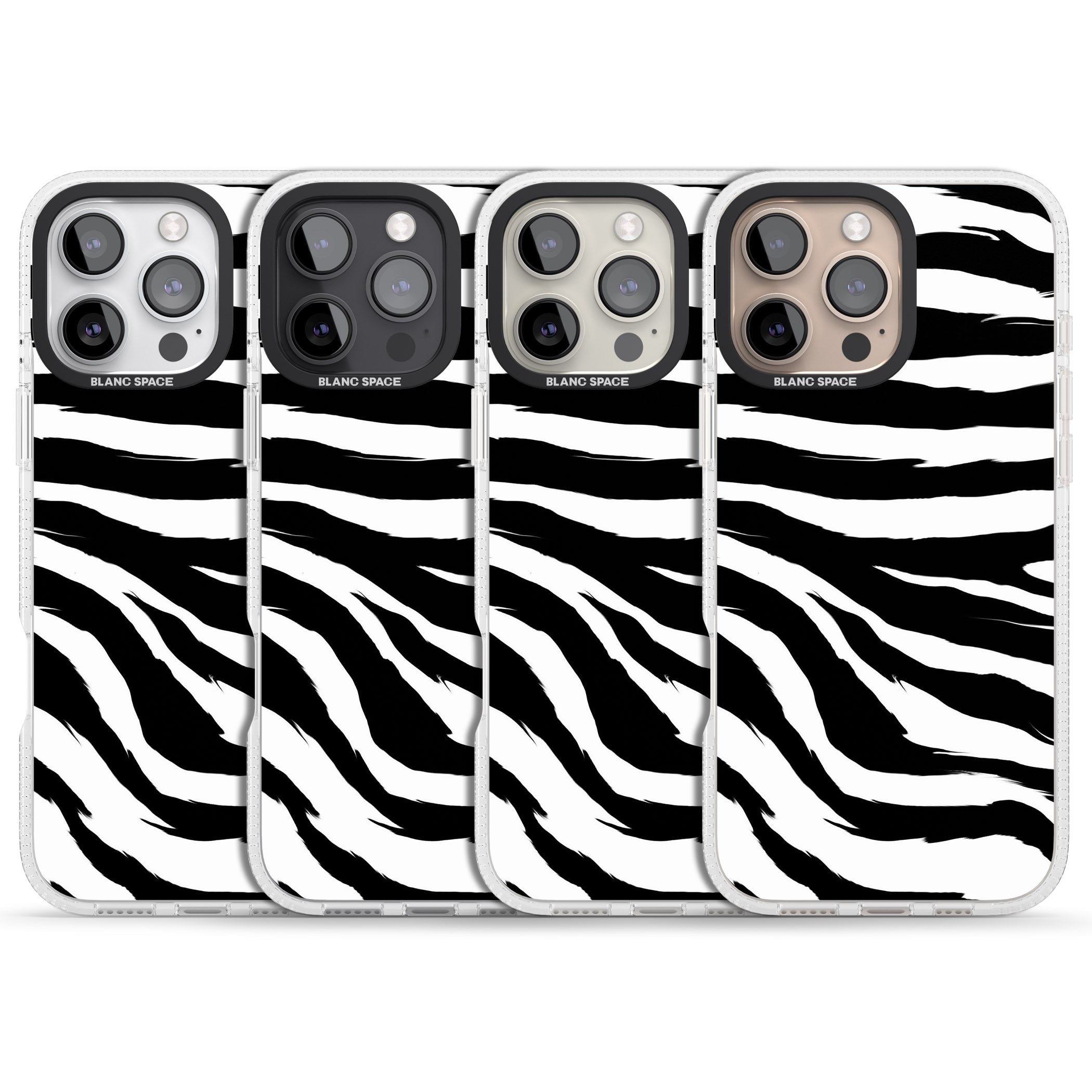Black Zebra Print iPhone 16 Pro Max / 16 Pro Clear Case Impact Air - Blanc Space