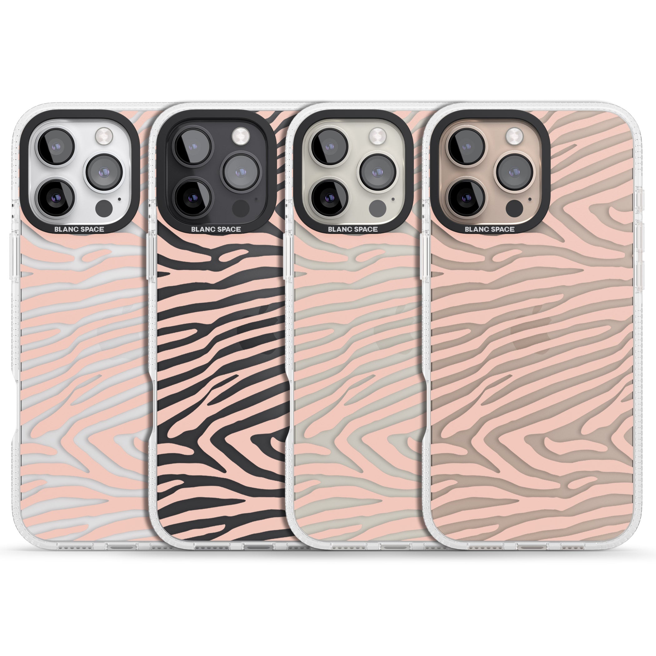 Horizontal Zebra Stripes Transparent Animal Print iPhone 16 Pro Max / 16 Pro Clear Case Impact Air - Blanc Space