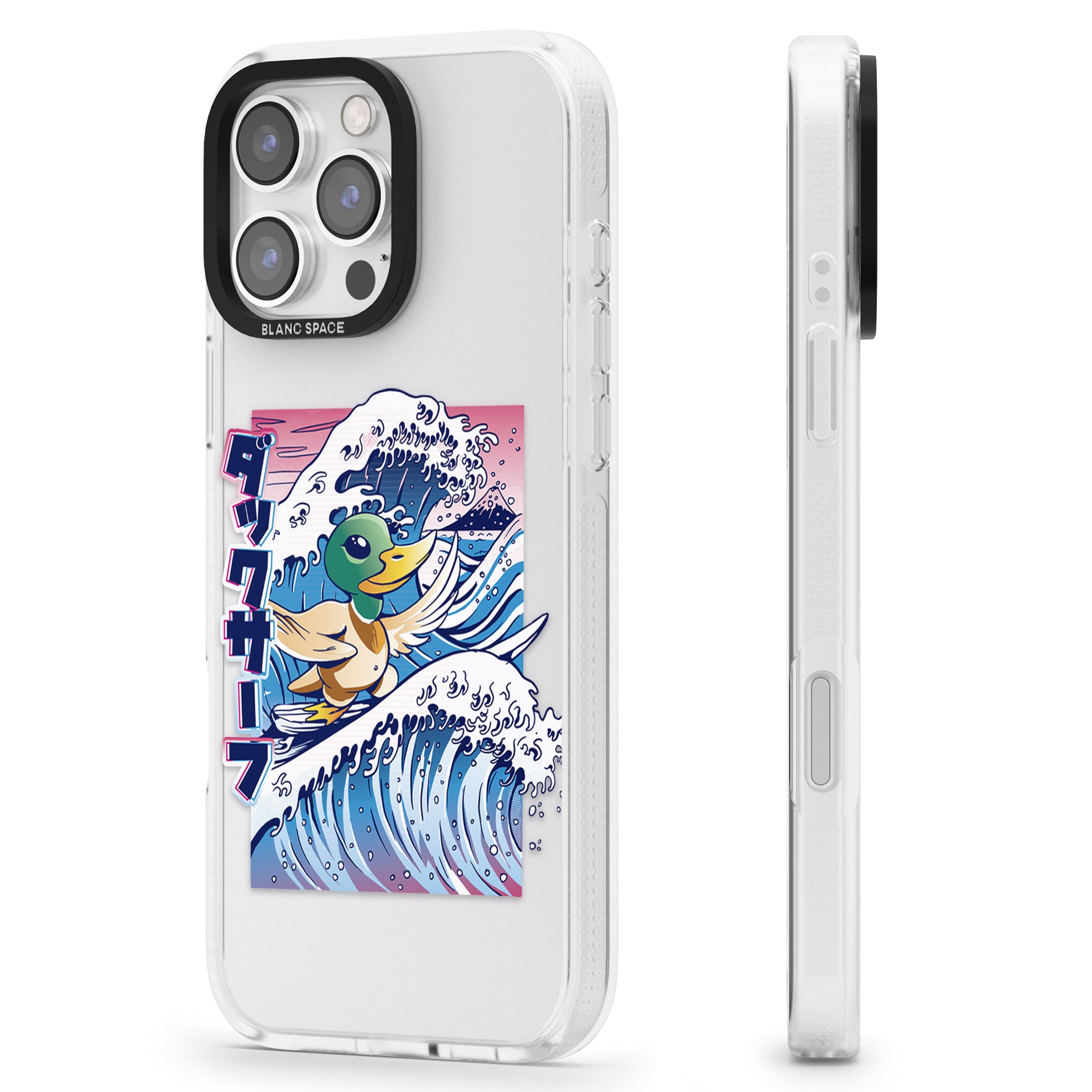 Duck Surf iPhone 16 Pro Max / 16 Pro Clear Case Impact Air - Blanc Space
