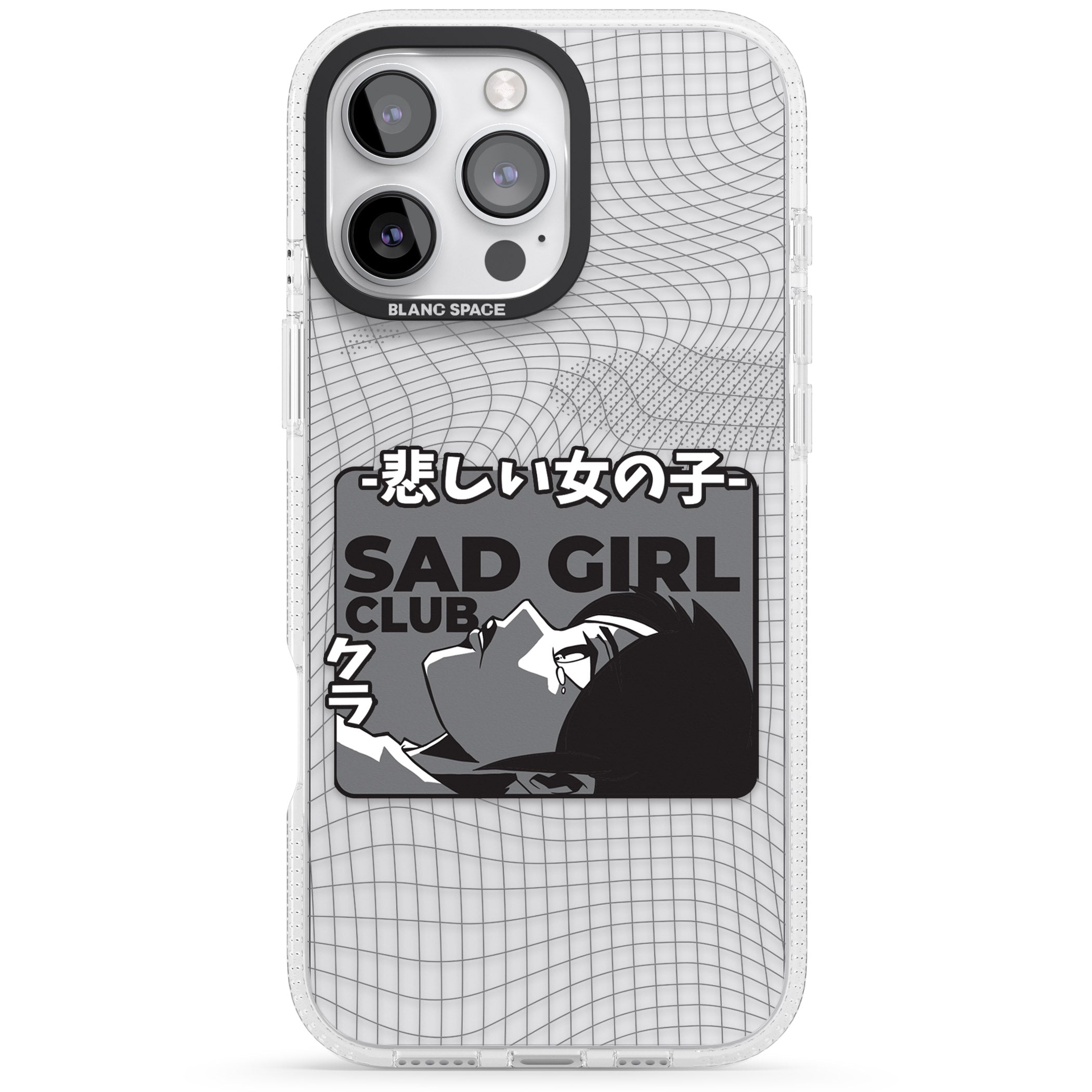 Sad Girl Club iPhone 16 Pro Max / 16 Pro Clear Case Impact Air - Blanc Space