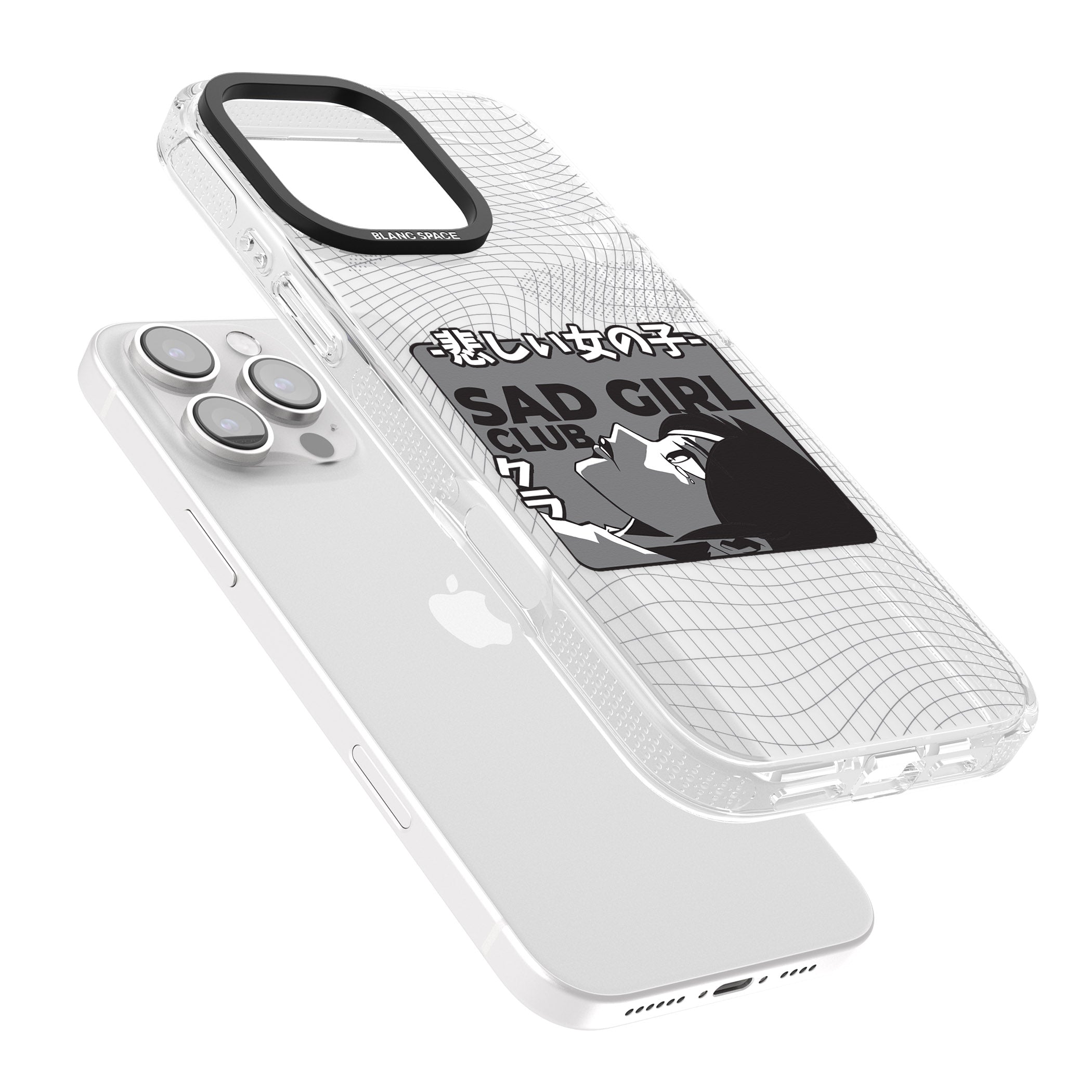 Sad Girl Club iPhone 16 Pro Max / 16 Pro Clear Case Impact Air - Blanc Space