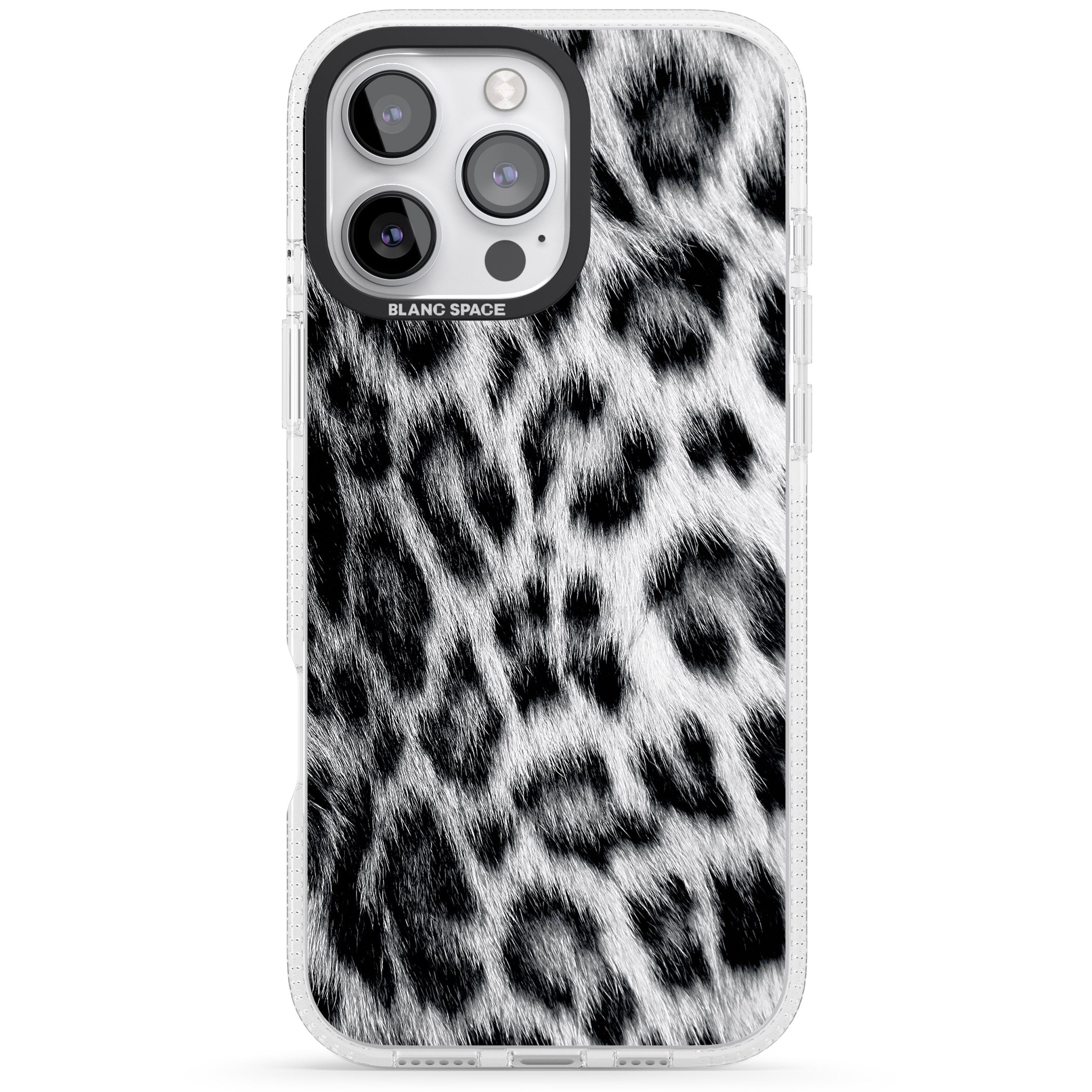 Animal Fur Pattern - Snow Leopard iPhone 16 Pro Max / 16 Pro Clear Case Impact Air - Blanc Space
