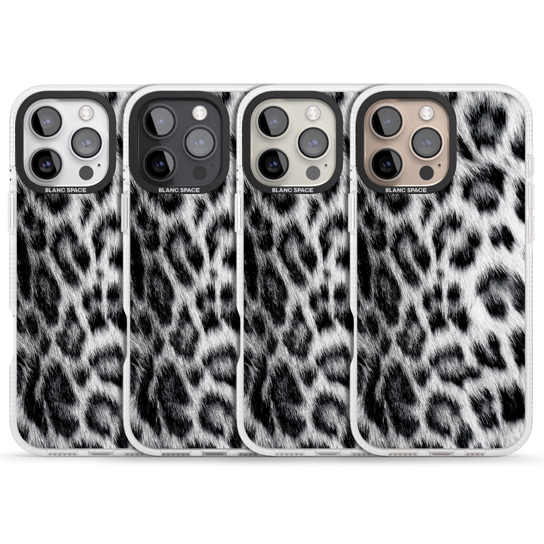 Animal Fur Pattern - Snow Leopard iPhone 16 Pro Max / 16 Pro Clear Case Impact Air - Blanc Space