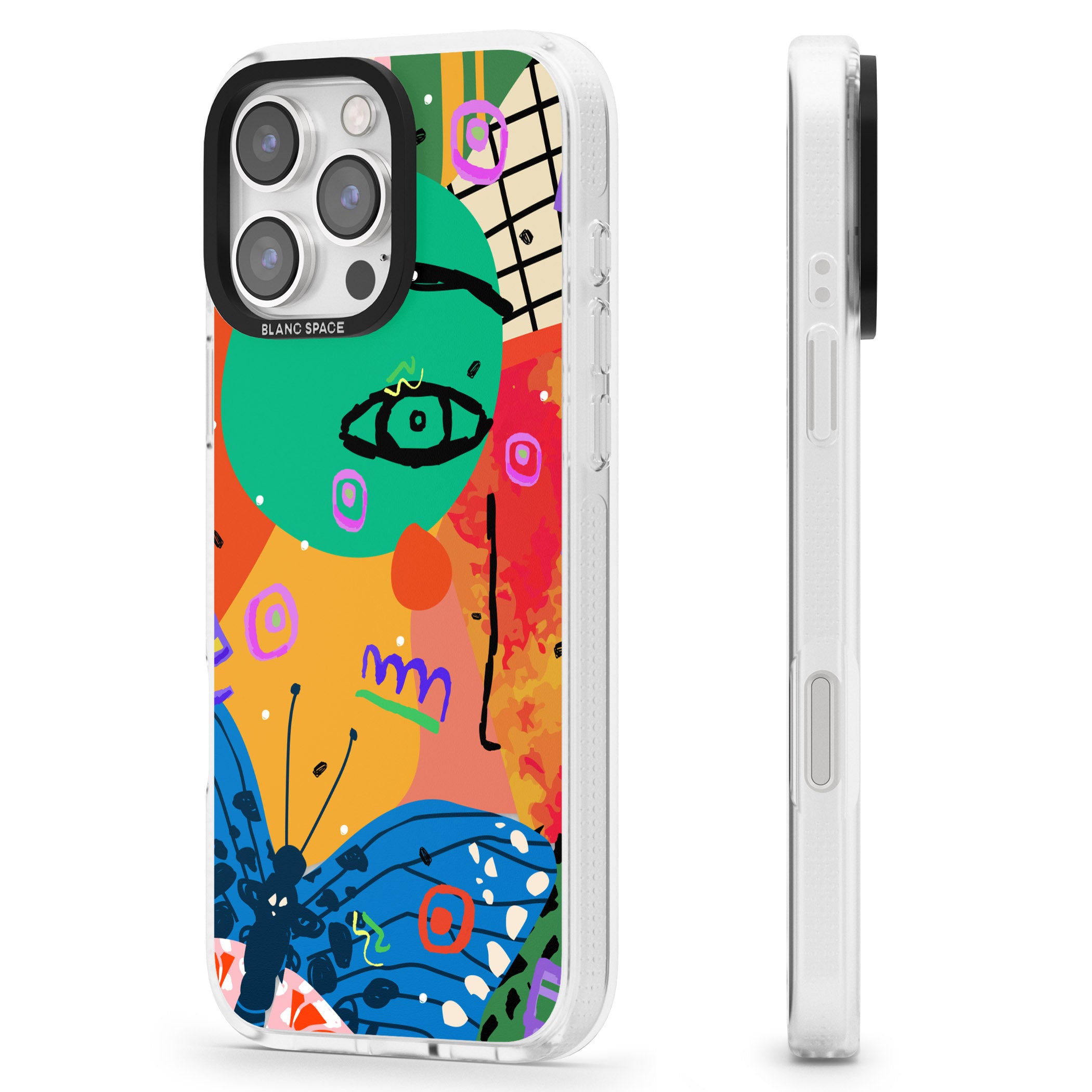 Abstract Butterfly iPhone 16 Pro Max / 16 Pro Clear Case Impact Air - Blanc Space