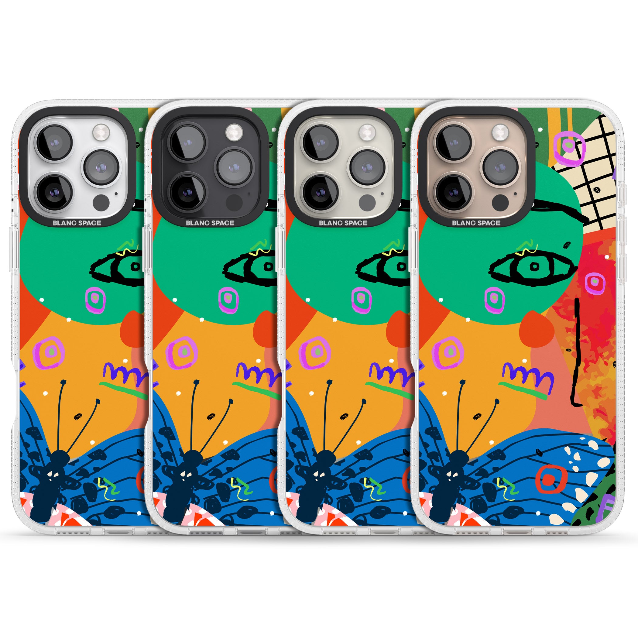 Abstract Butterfly iPhone 16 Pro Max / 16 Pro Clear Case Impact Air - Blanc Space