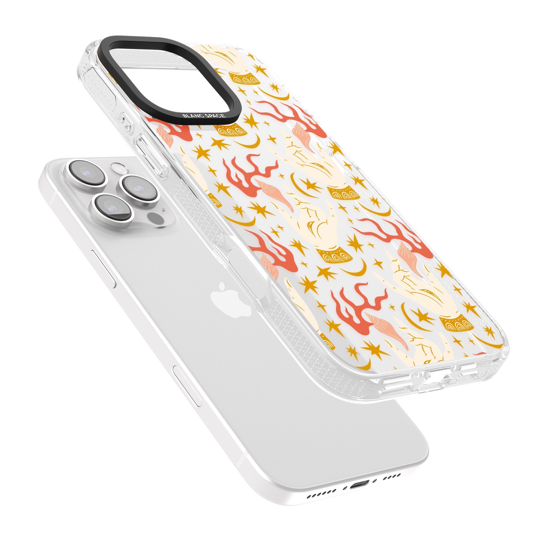 Hand Watcher Pattern iPhone 16 Pro Max / 16 Pro Clear Case Impact Air - Blanc Space