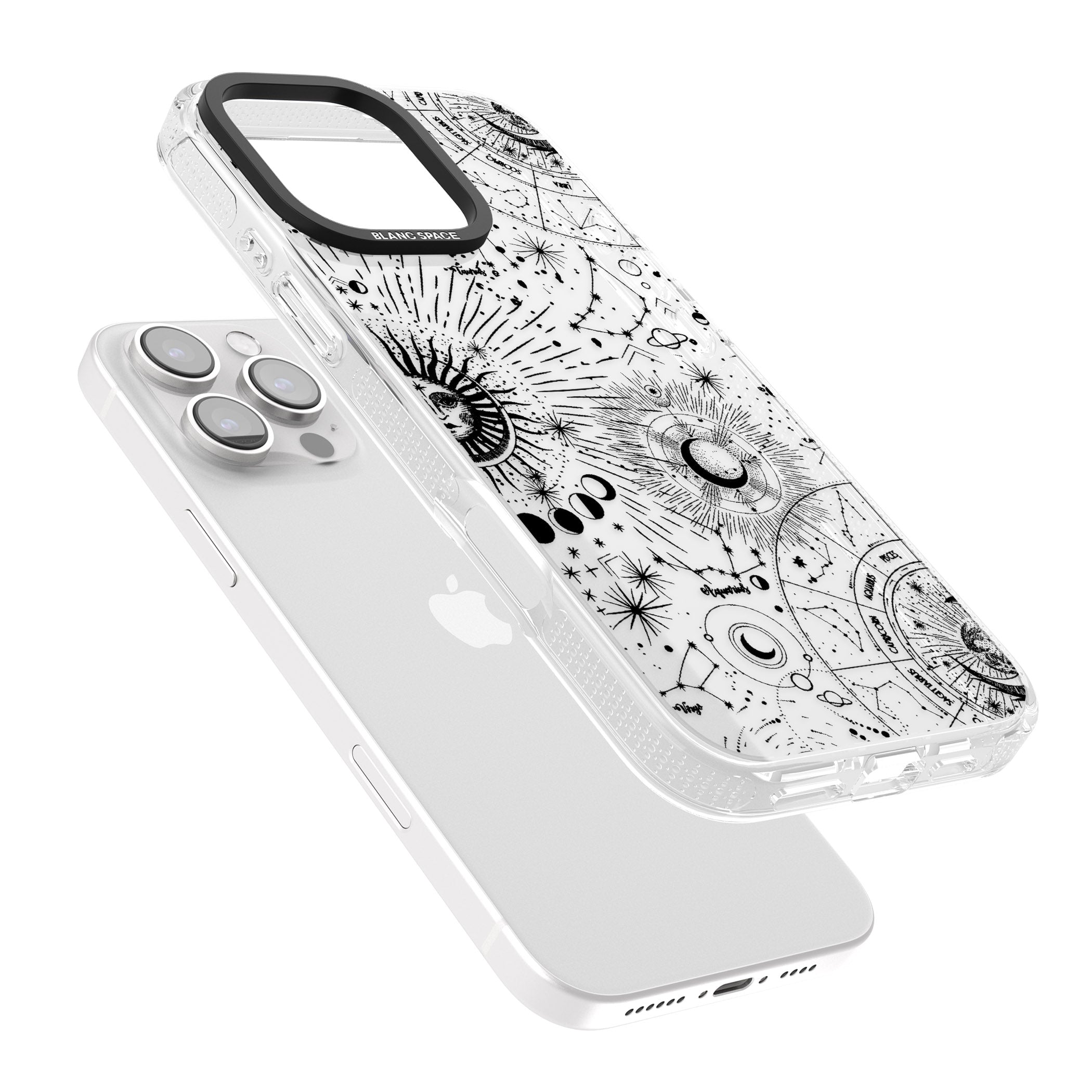 Suns & Constellations Astrological iPhone 16 Pro Max / 16 Pro Clear Case Impact Air - Blanc Space