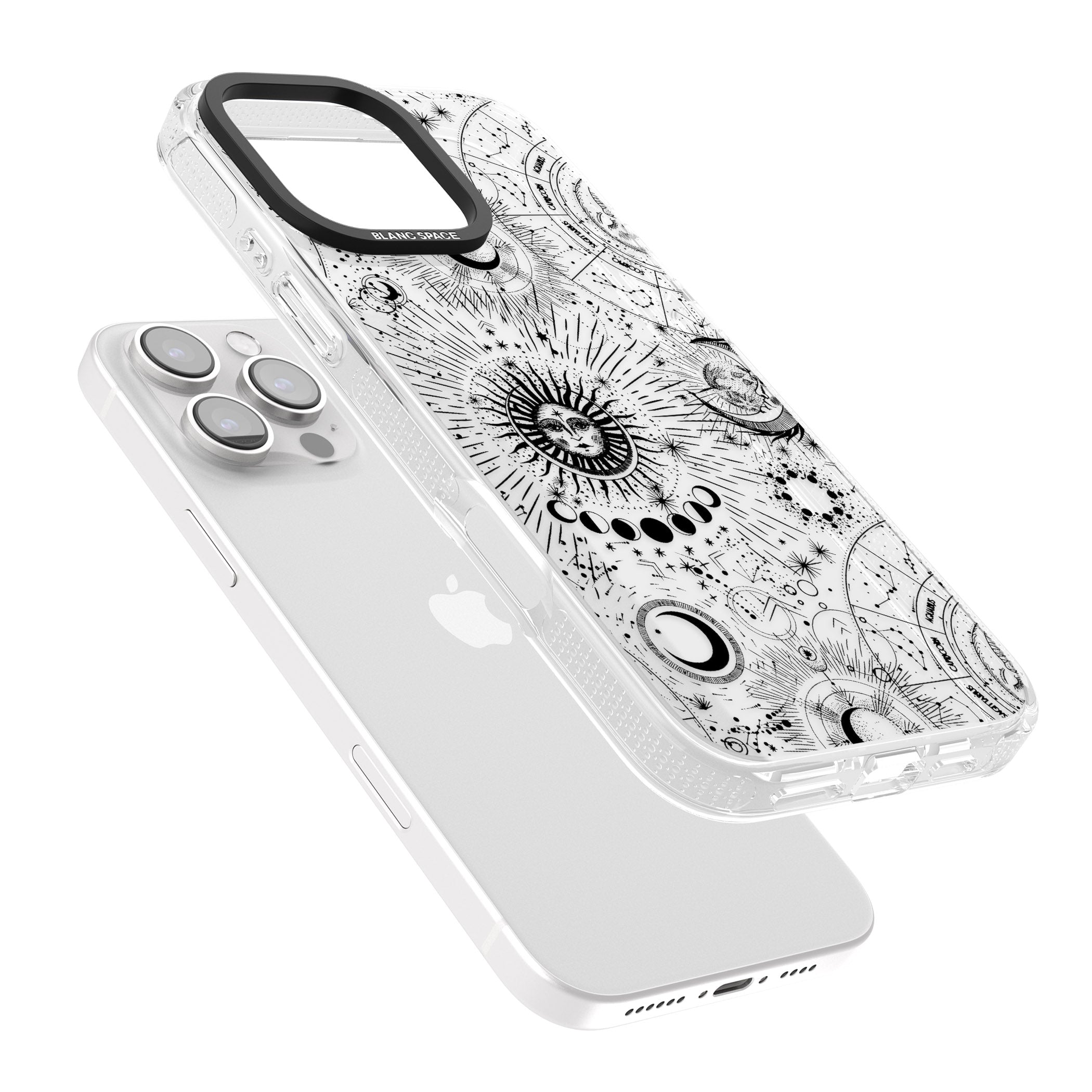 Transparent Suns & Zodiac Charts iPhone 16 Pro Max / 16 Pro Clear Case Impact Air - Blanc Space
